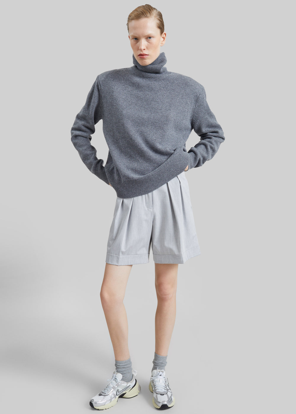 Gala Padded Knit Turtleneck - Dark Grey - 1