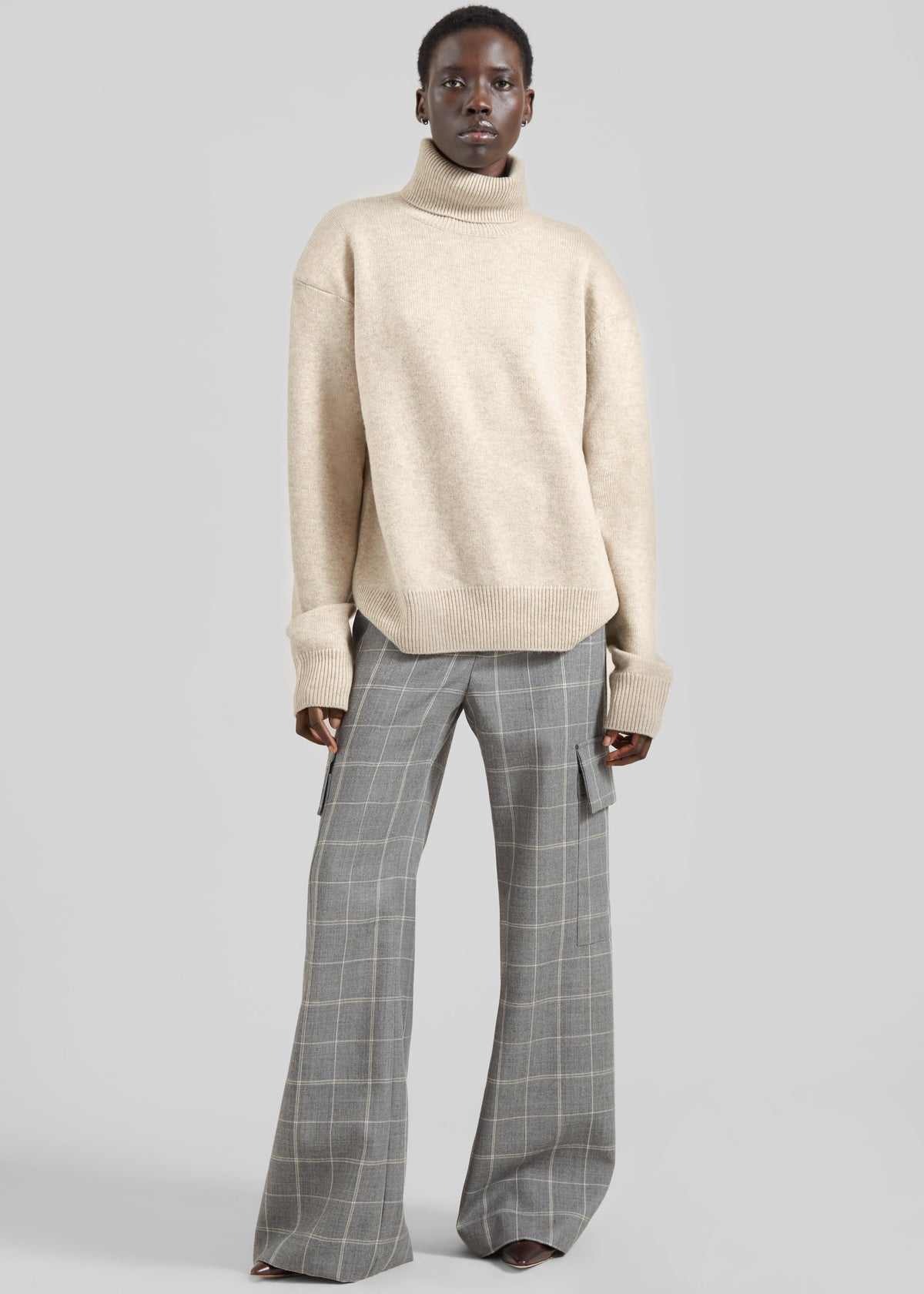 Gala Padded Knit Turtleneck - Light Beige - 2