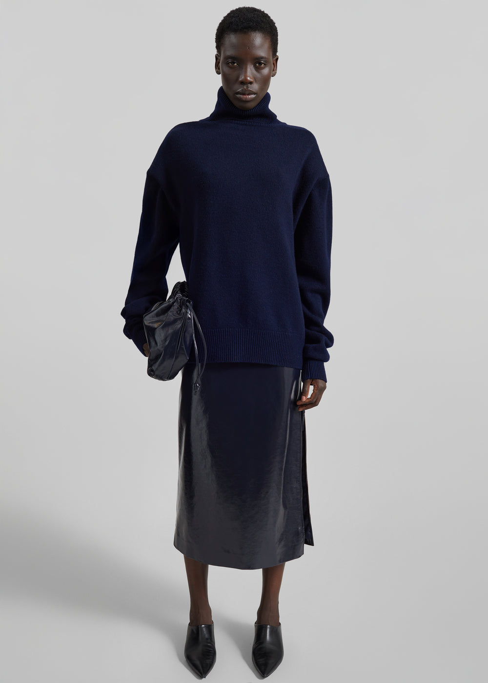 Gala Padded Knit Turtleneck - Navy - 1