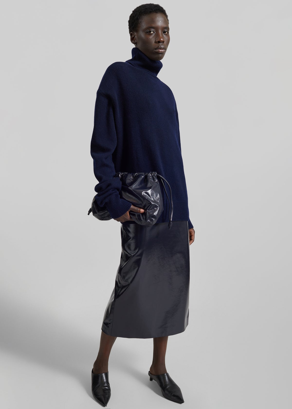 Gala Padded Knit Turtleneck - Navy