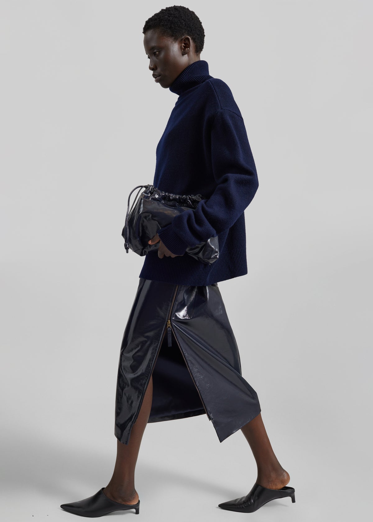 Gala Padded Knit Turtleneck - Navy