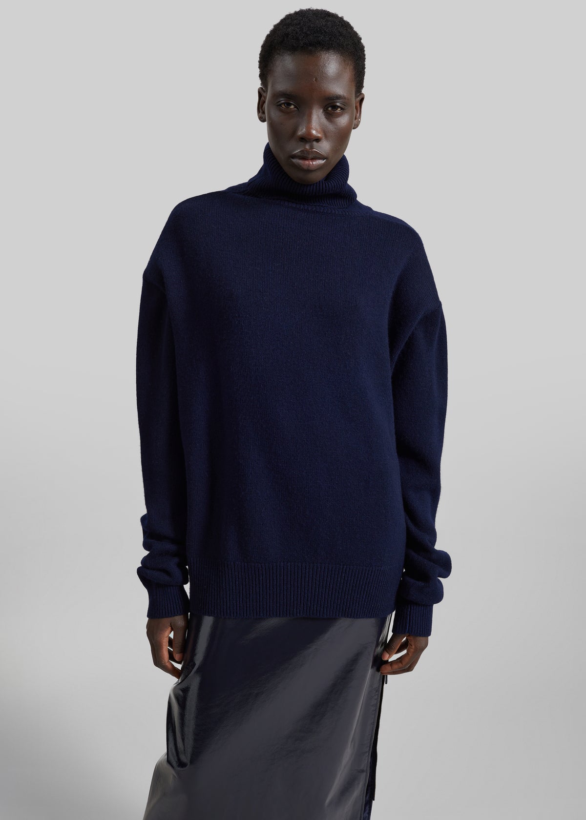 Gala Padded Knit Turtleneck - Navy