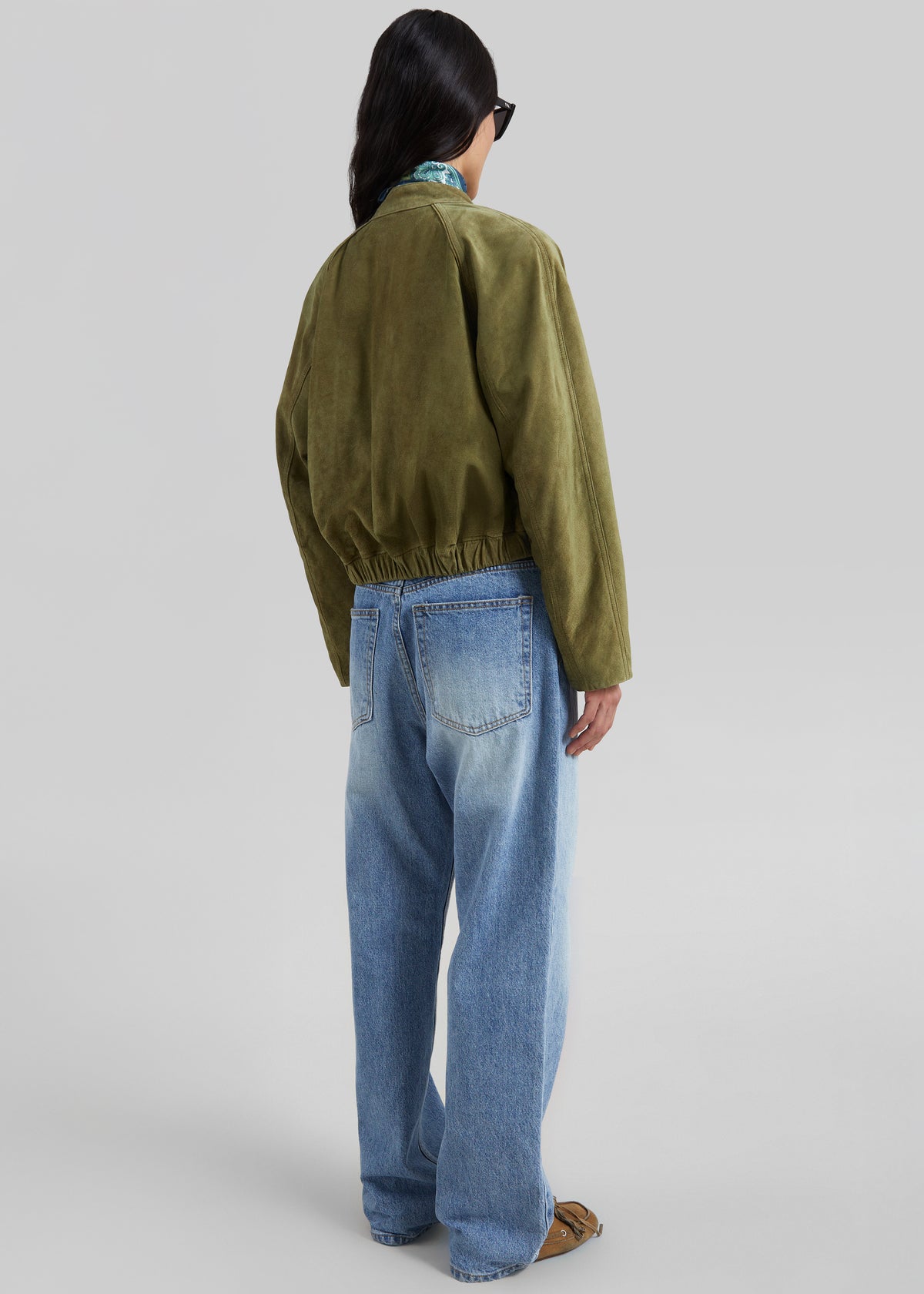 Galena Suede Bomber Jacket - Olive
