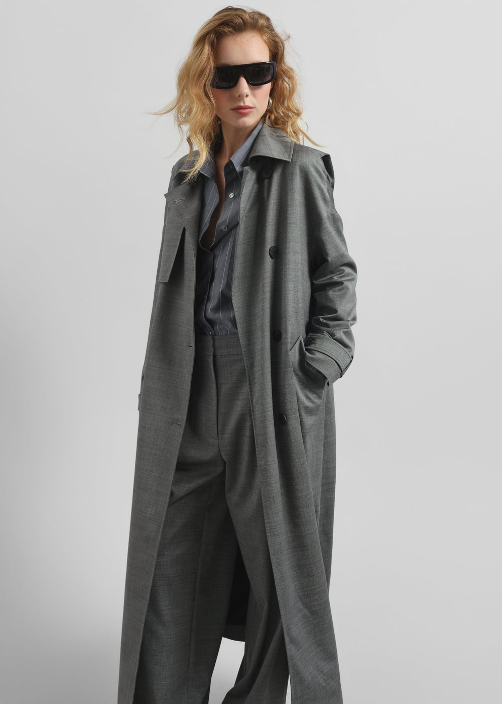 Galles Long Cape Trench - Grey Melange