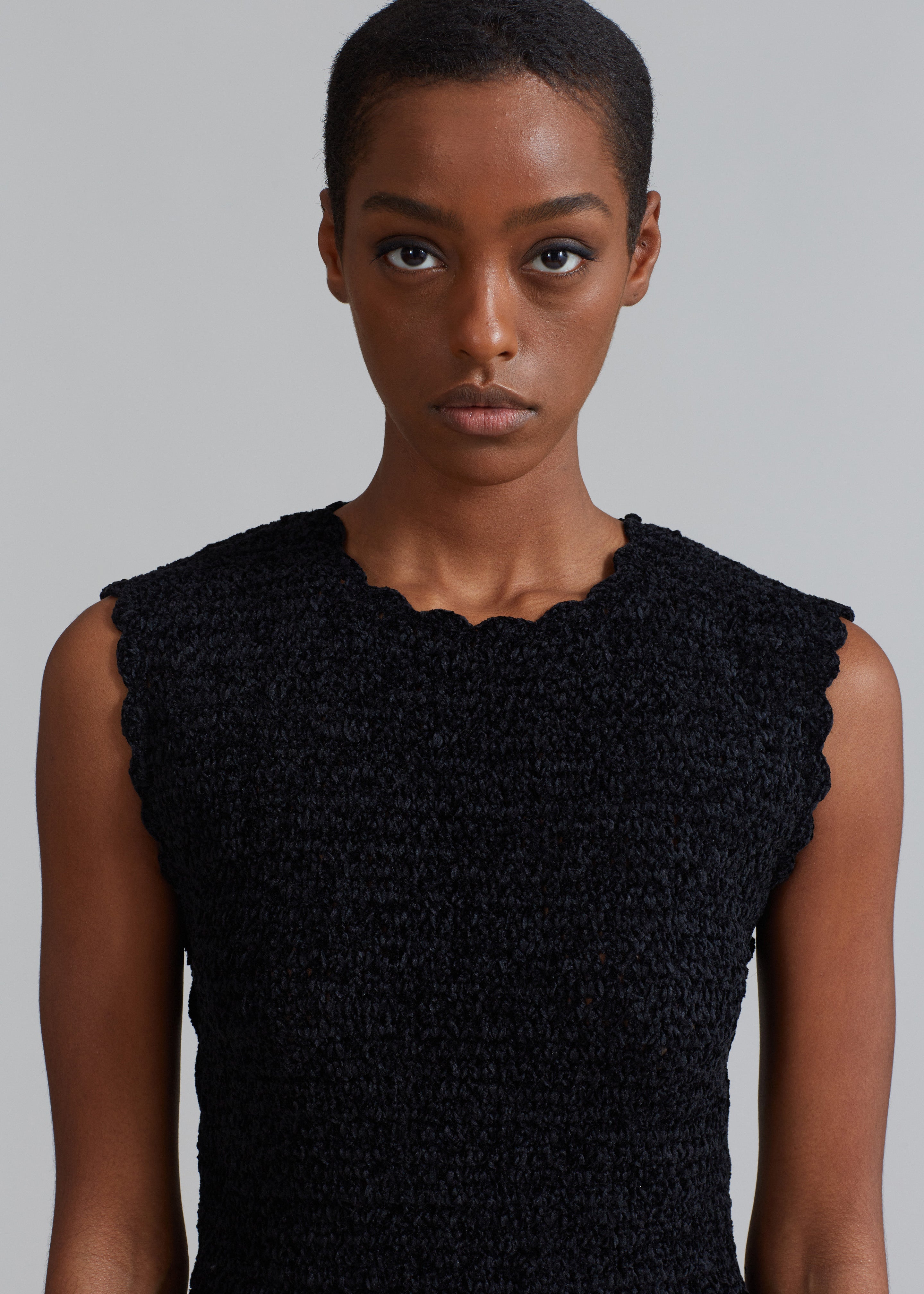 GANNI Velvet Crochet Open Back Mini Dress - Black - 4