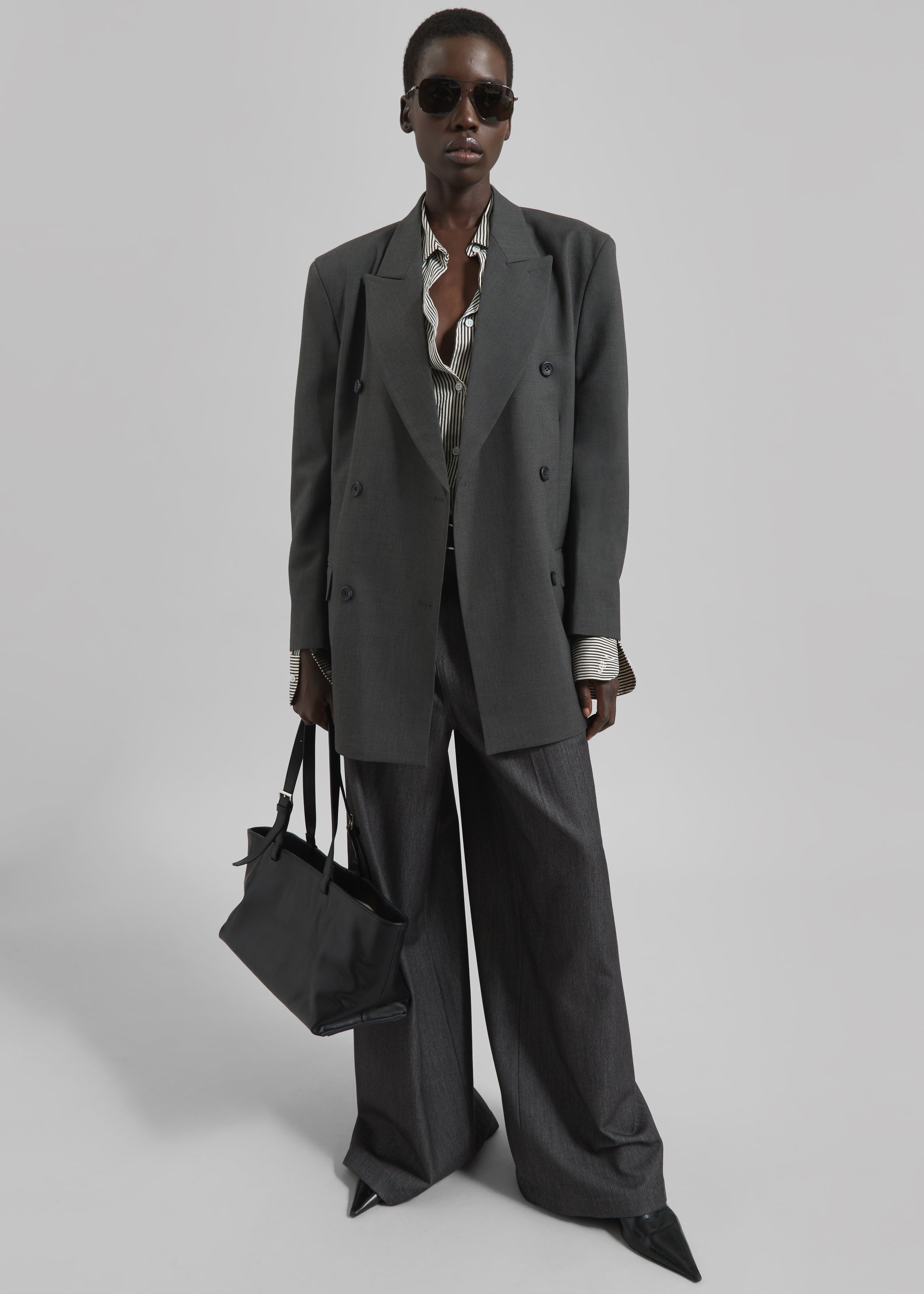 Shop the look image for Gavle Double-Breasted Blazer - Dark Grey
