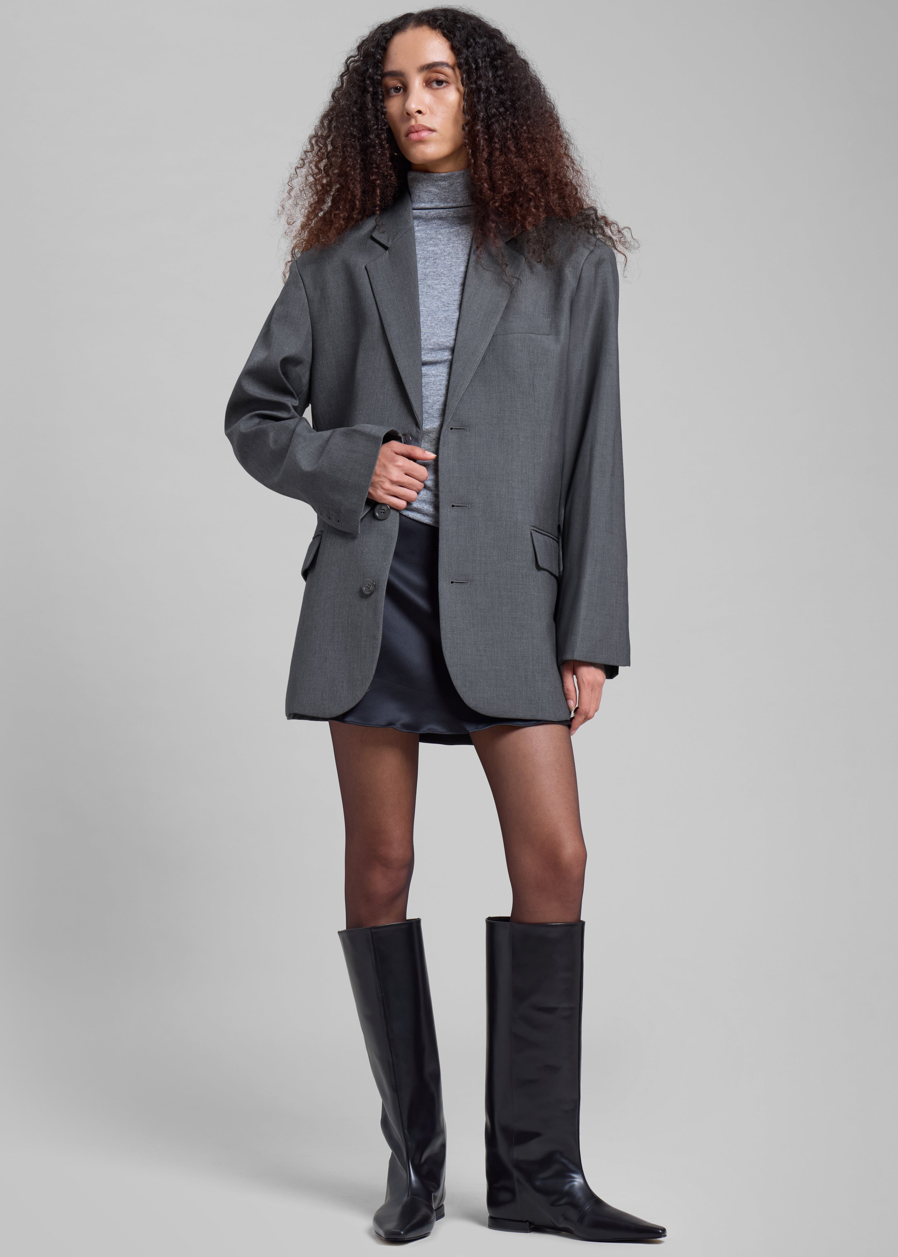 Gelso Oversized Blazer - Dark Grey Melange - 6