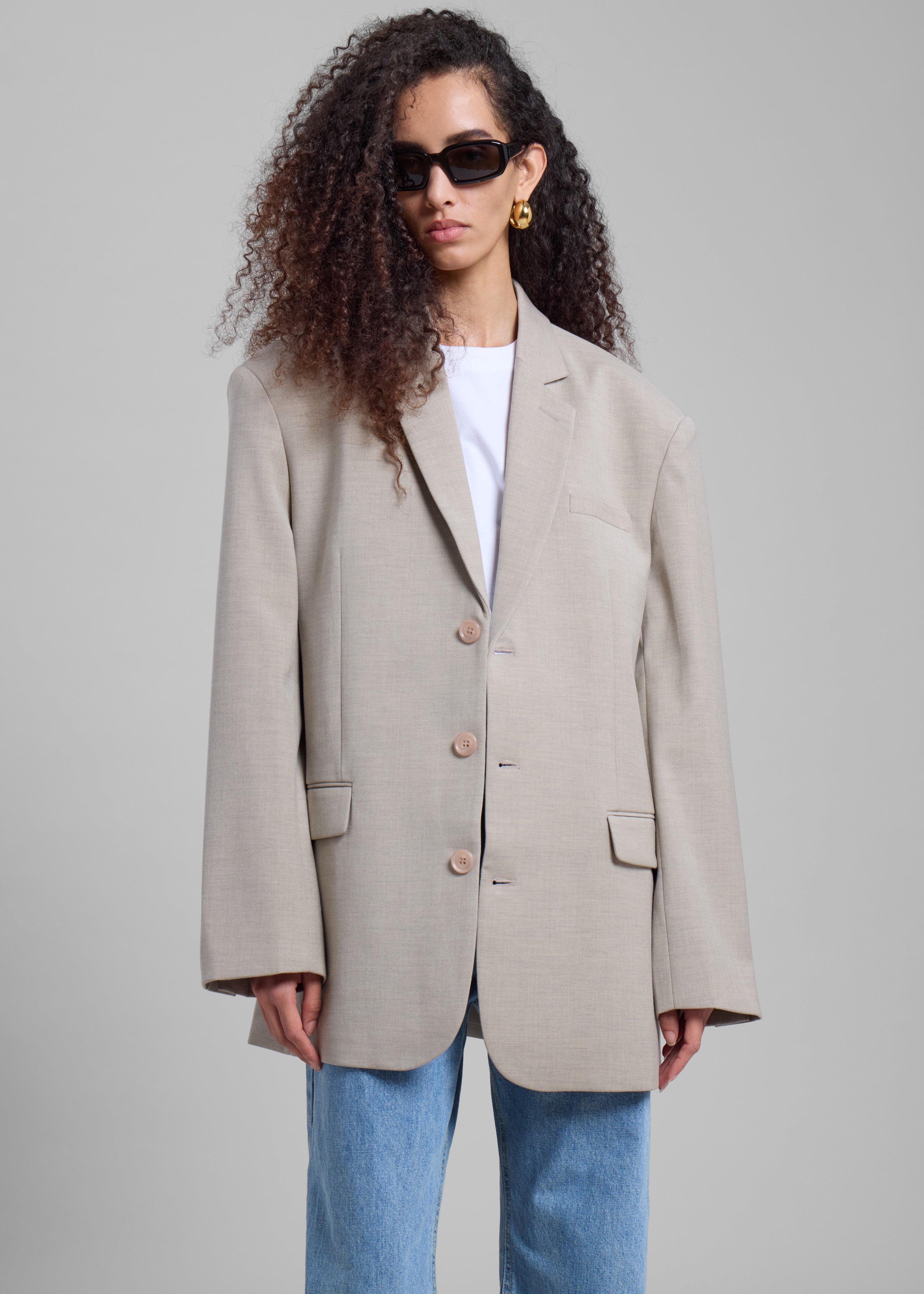 Gelso Oversized Blazer - Light Taupe Melange - 6