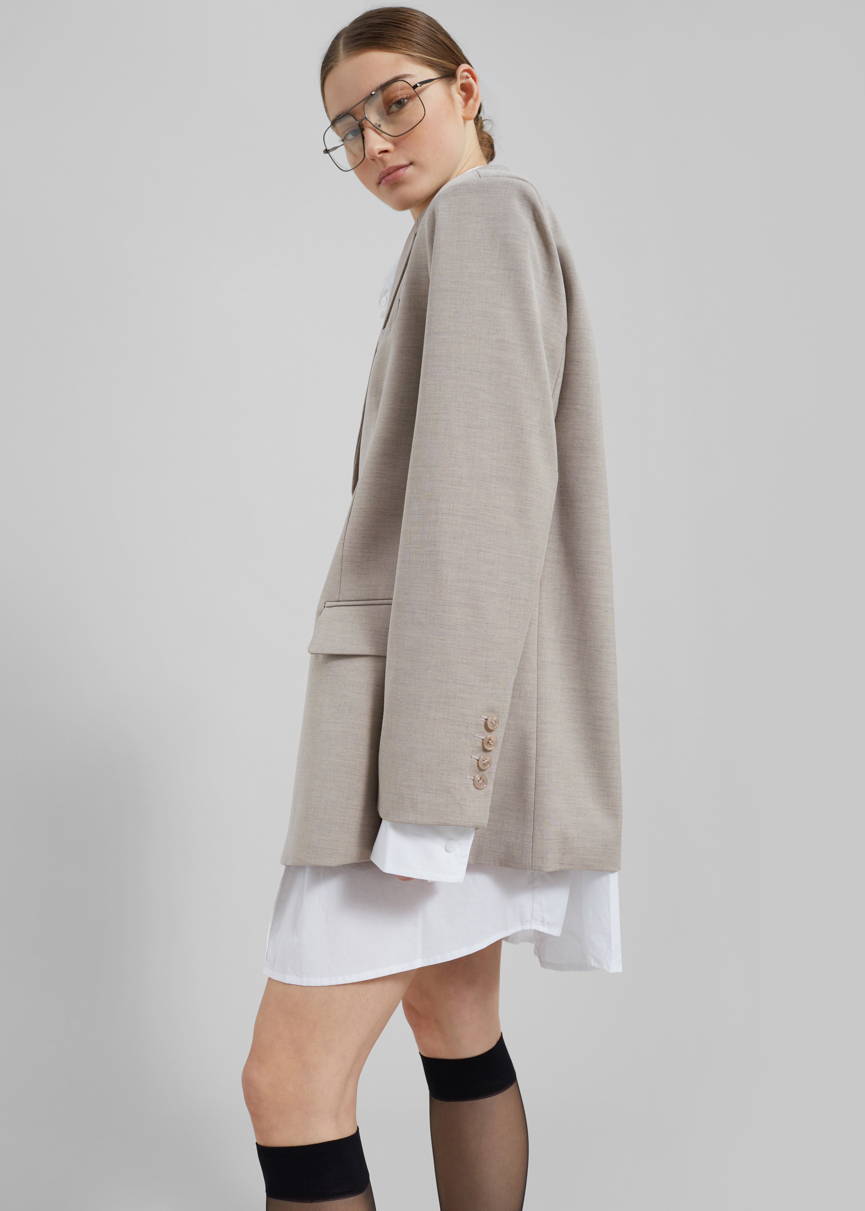 Gelso Oversized Blazer - Light Taupe Melange - 12