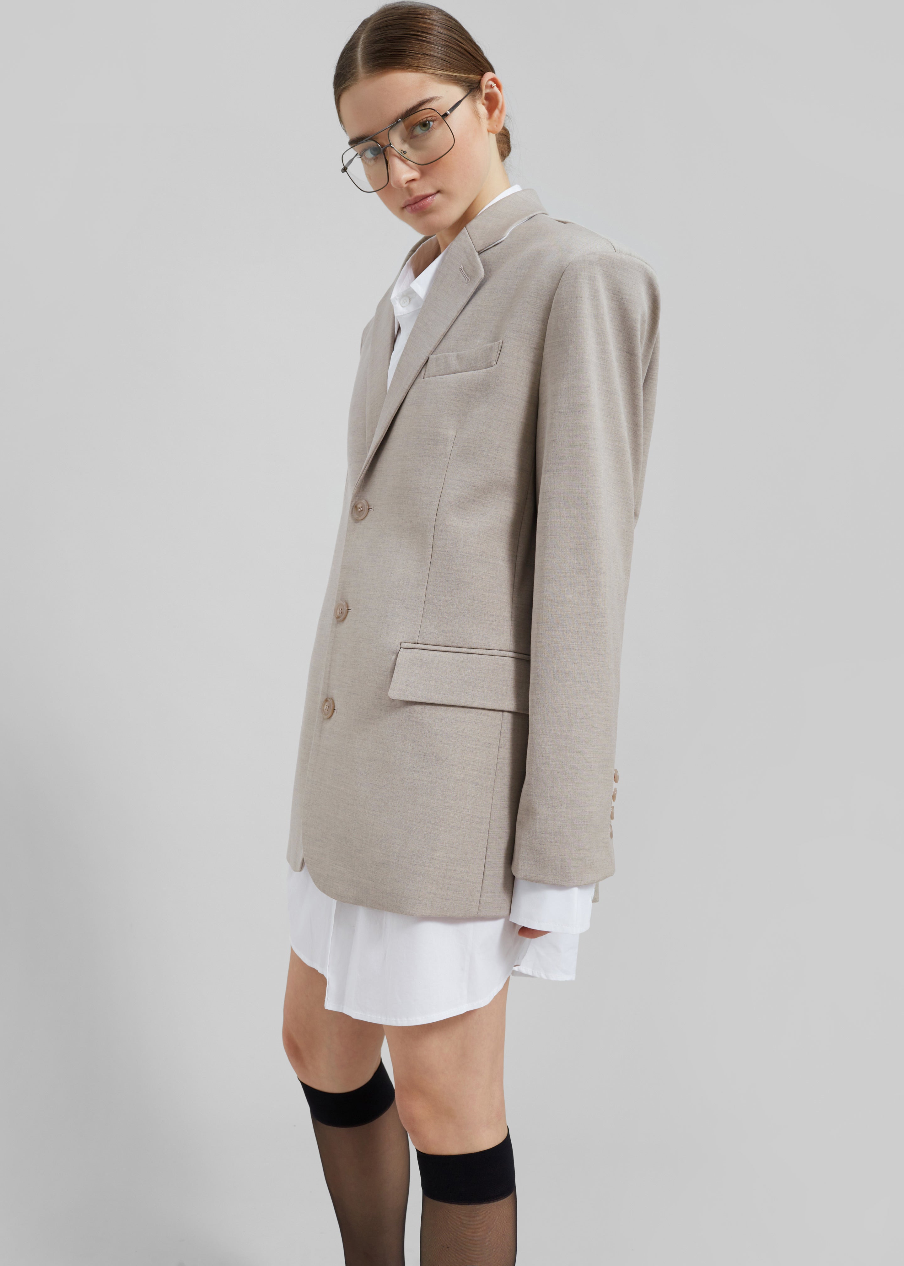 Gelso Oversized Blazer - Light Taupe Melange - 10