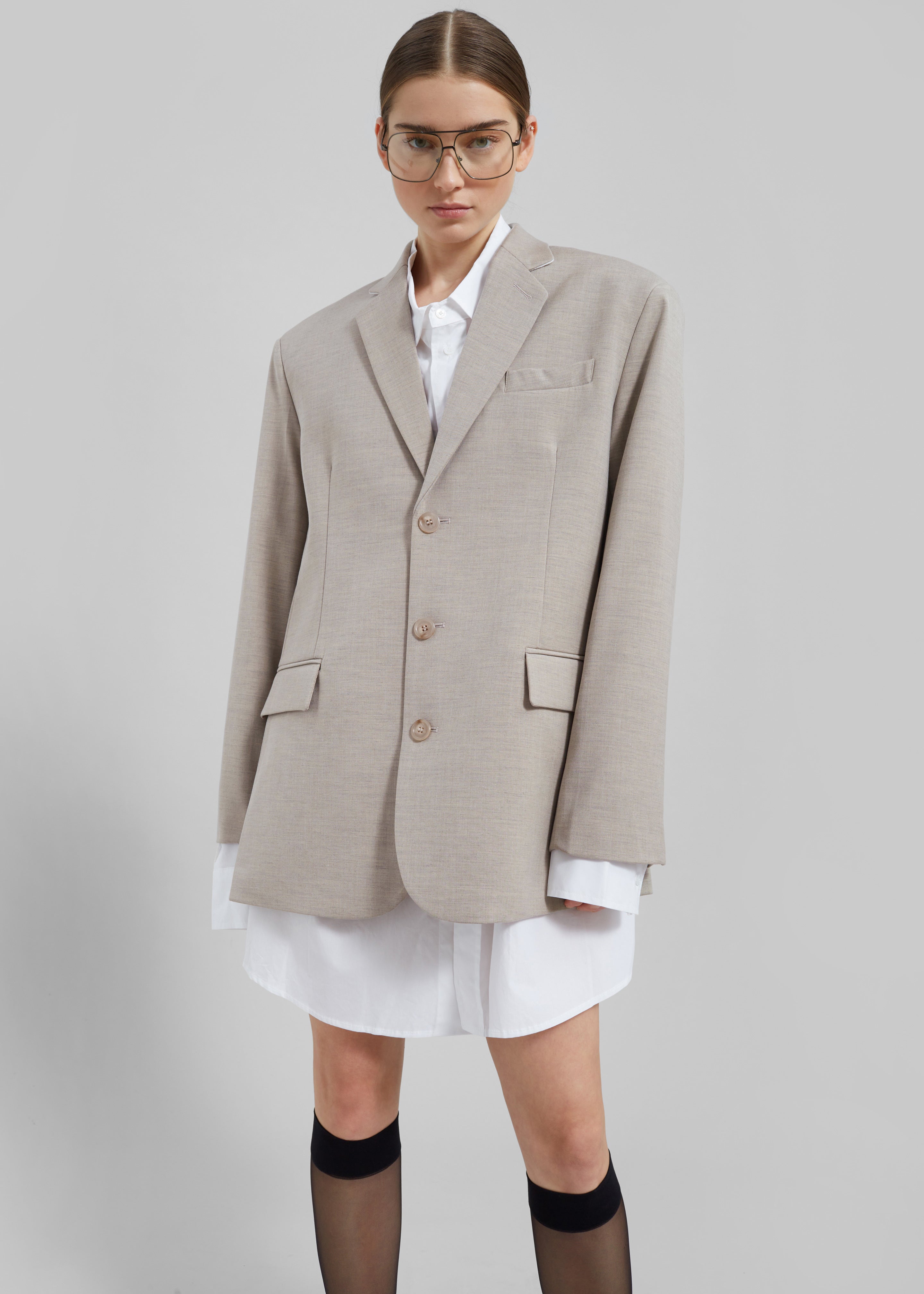 Gelso Oversized Blazer - Light Taupe Melange - 11