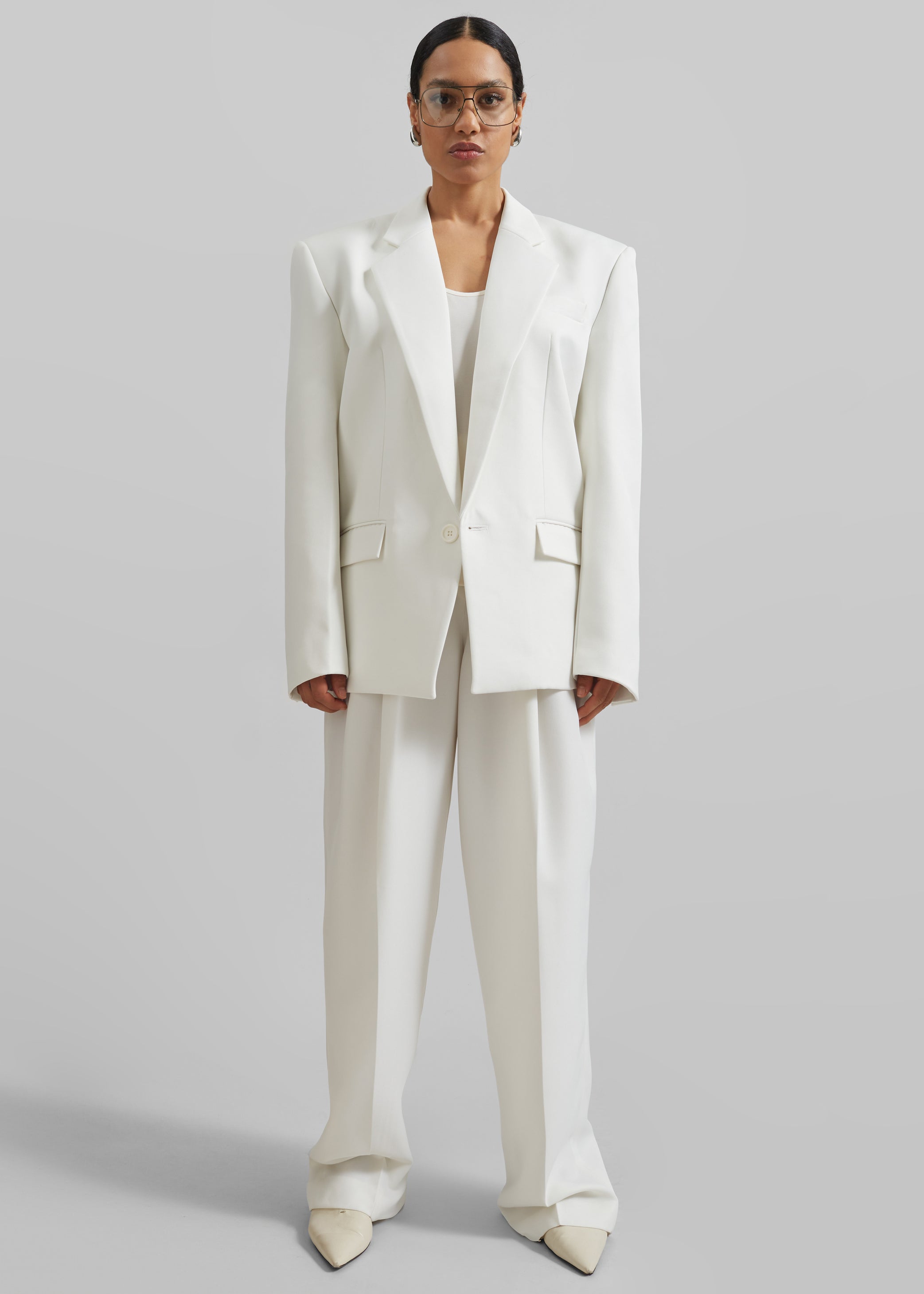 Shop the look image for Gelso Pleated Twill Trousers - White