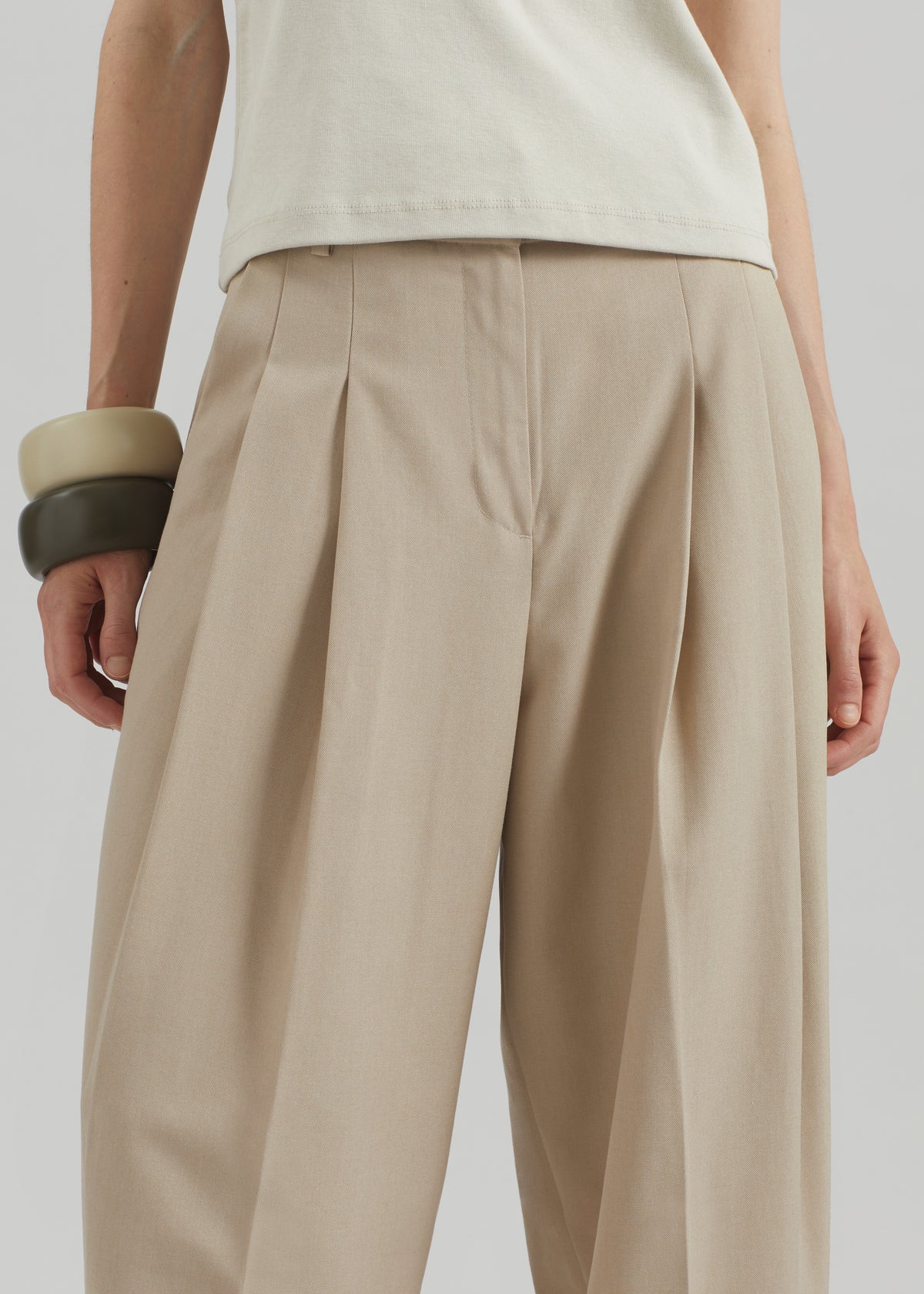 Gelso Pleated Twill Trousers - Beige - 6