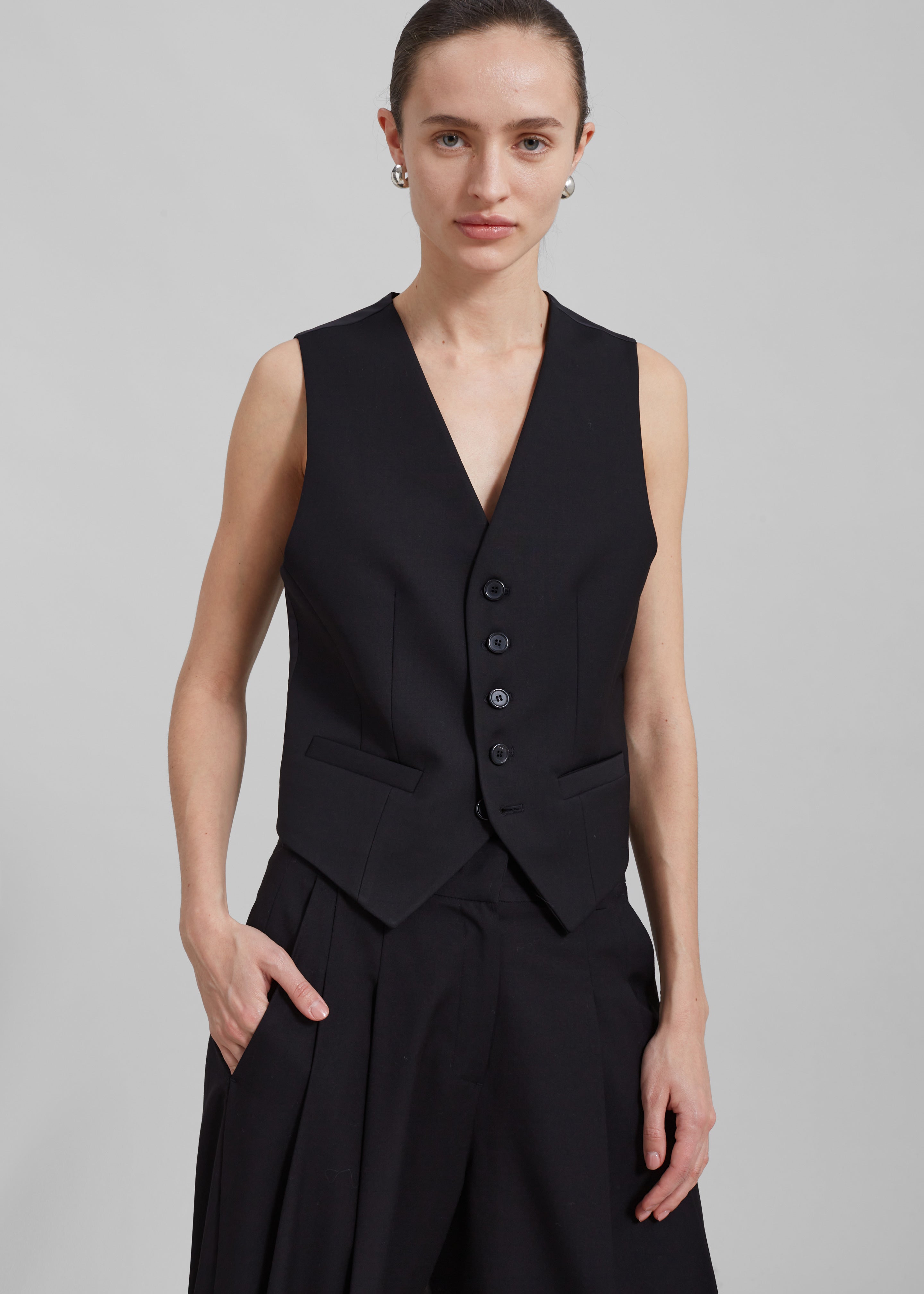 Long black hot sale waistcoat womens