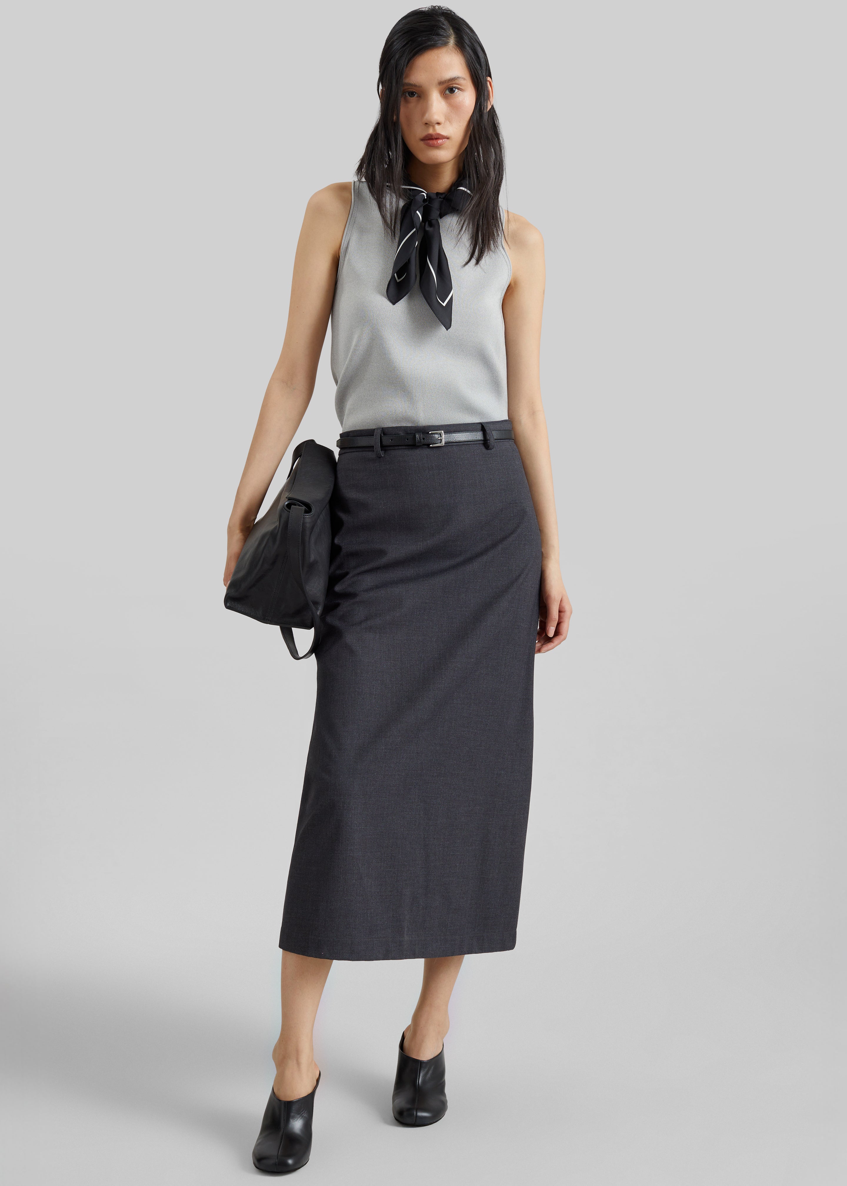 Gema Pencil Skirt - Dark Grey Melange - 4