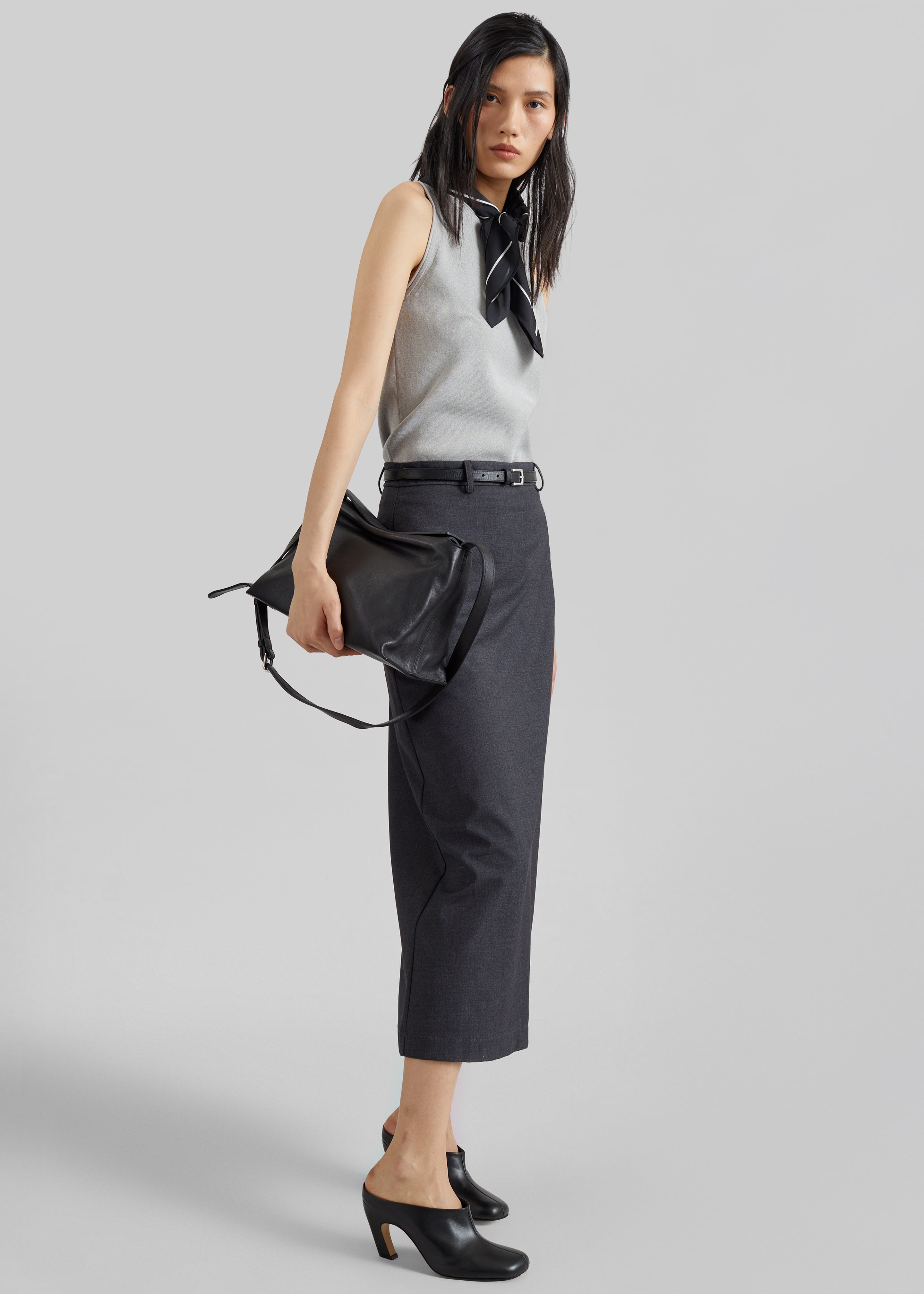 Gema Pencil Skirt - Dark Grey Melange - 1