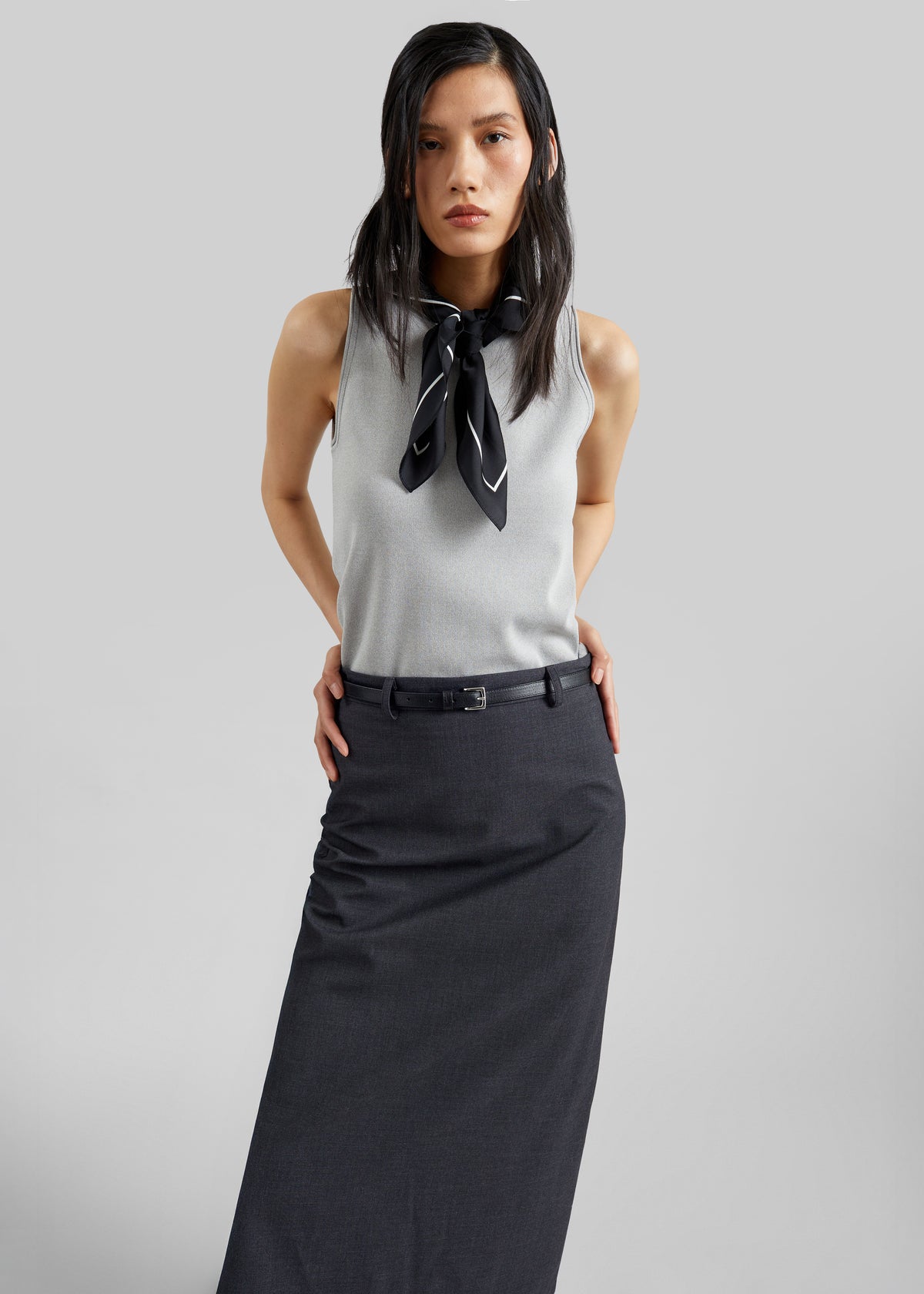 Gema Pencil Skirt - Dark Grey Melange - 6
