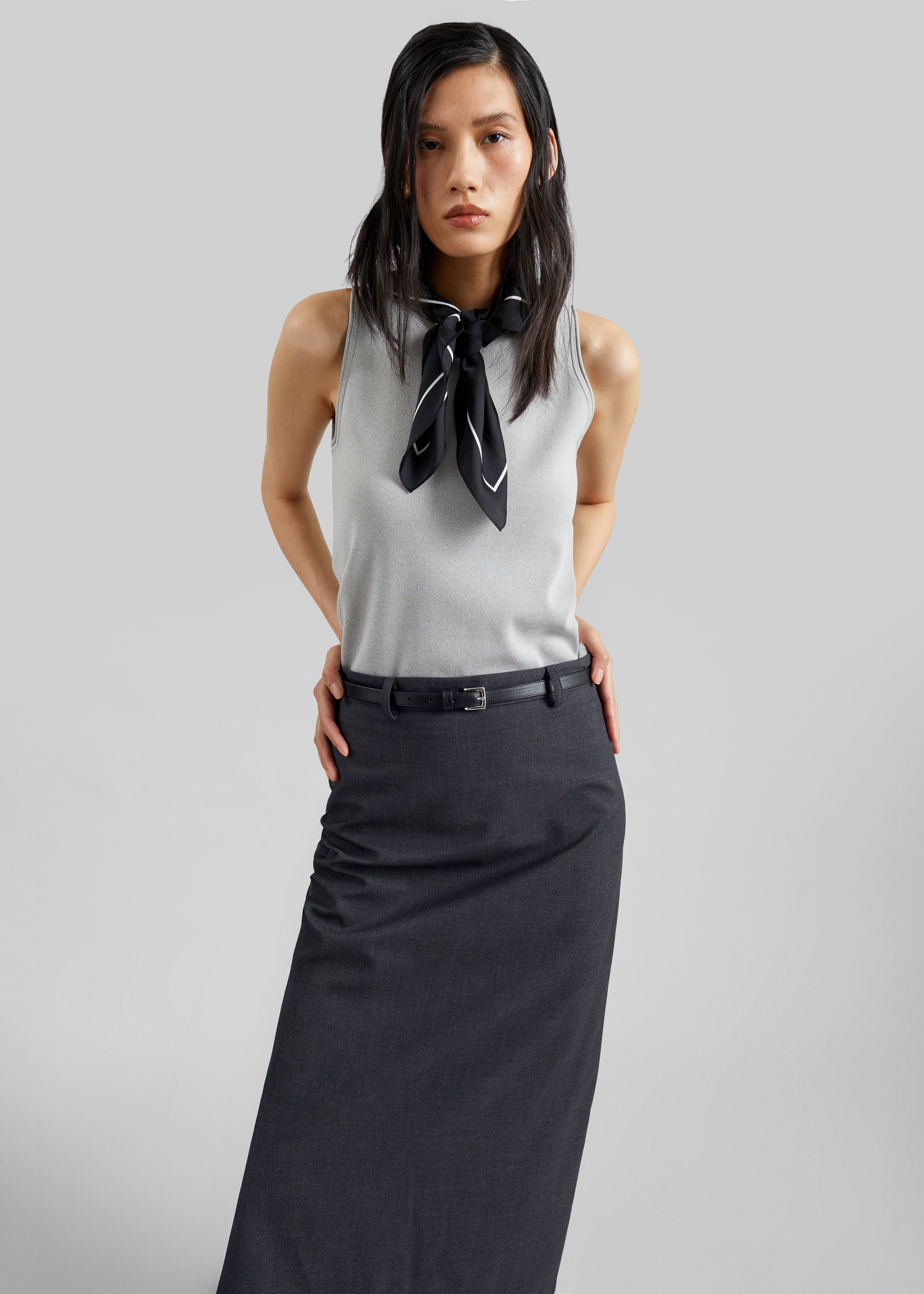 Gema Pencil Skirt - Dark Grey Melange - 6