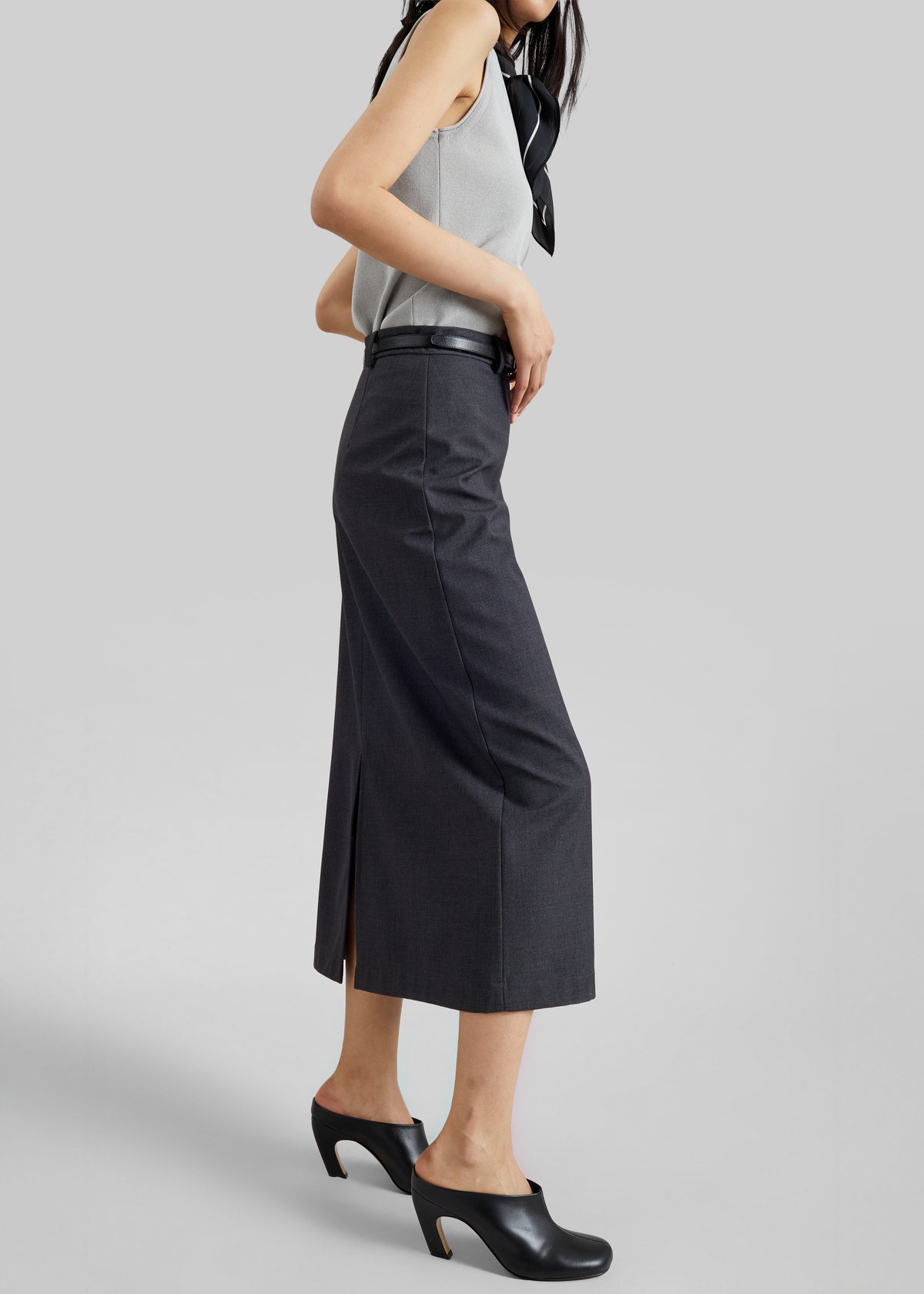 Gema Pencil Skirt - Dark Grey Melange - 2