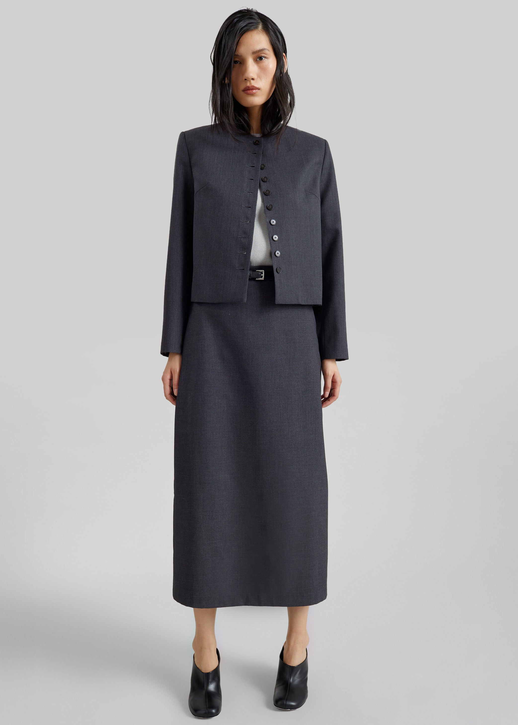 Shop the look image for Gema Pencil Skirt - Dark Grey Melange