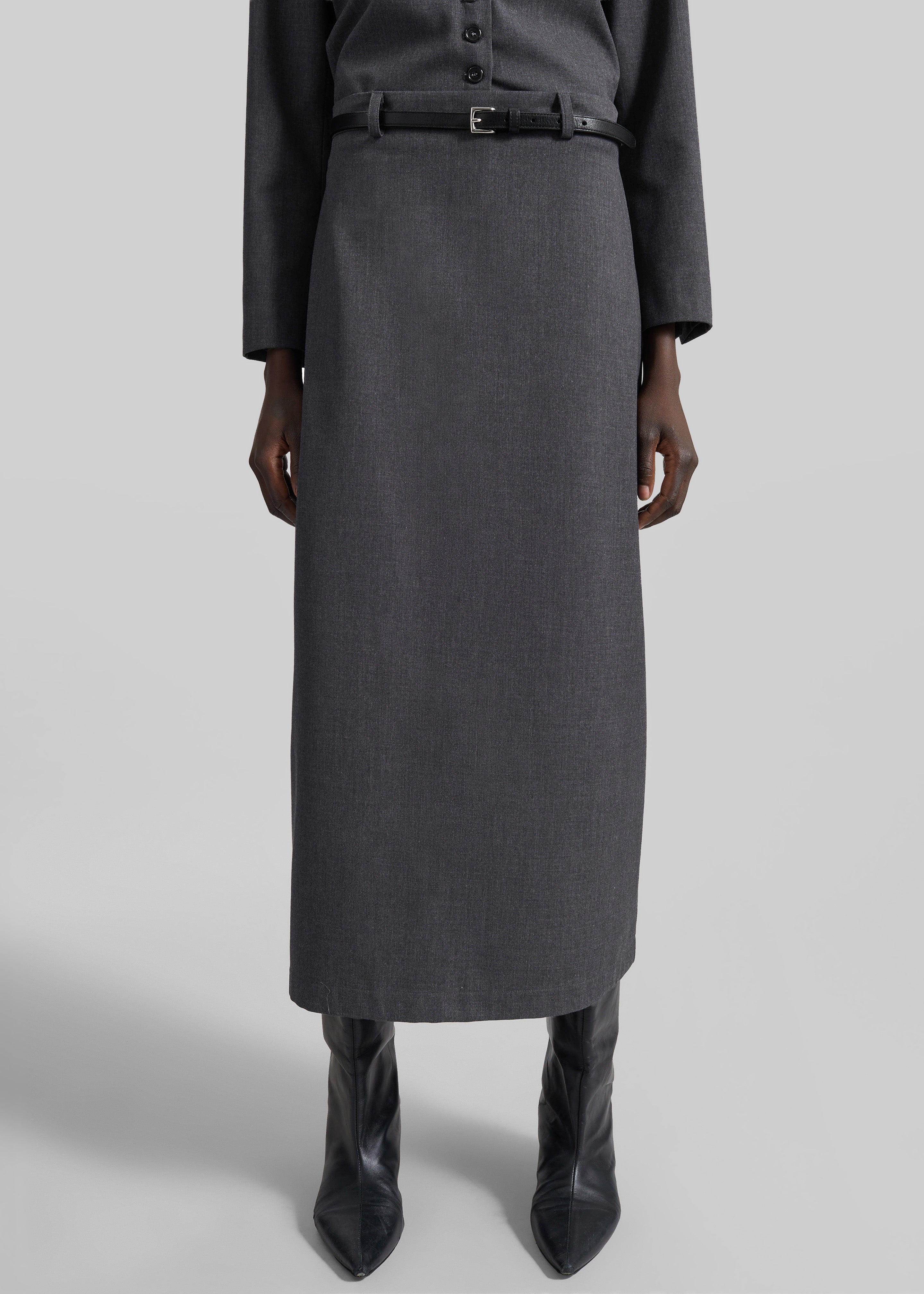 Gema Pencil Skirt - Dark Grey Melange - 7