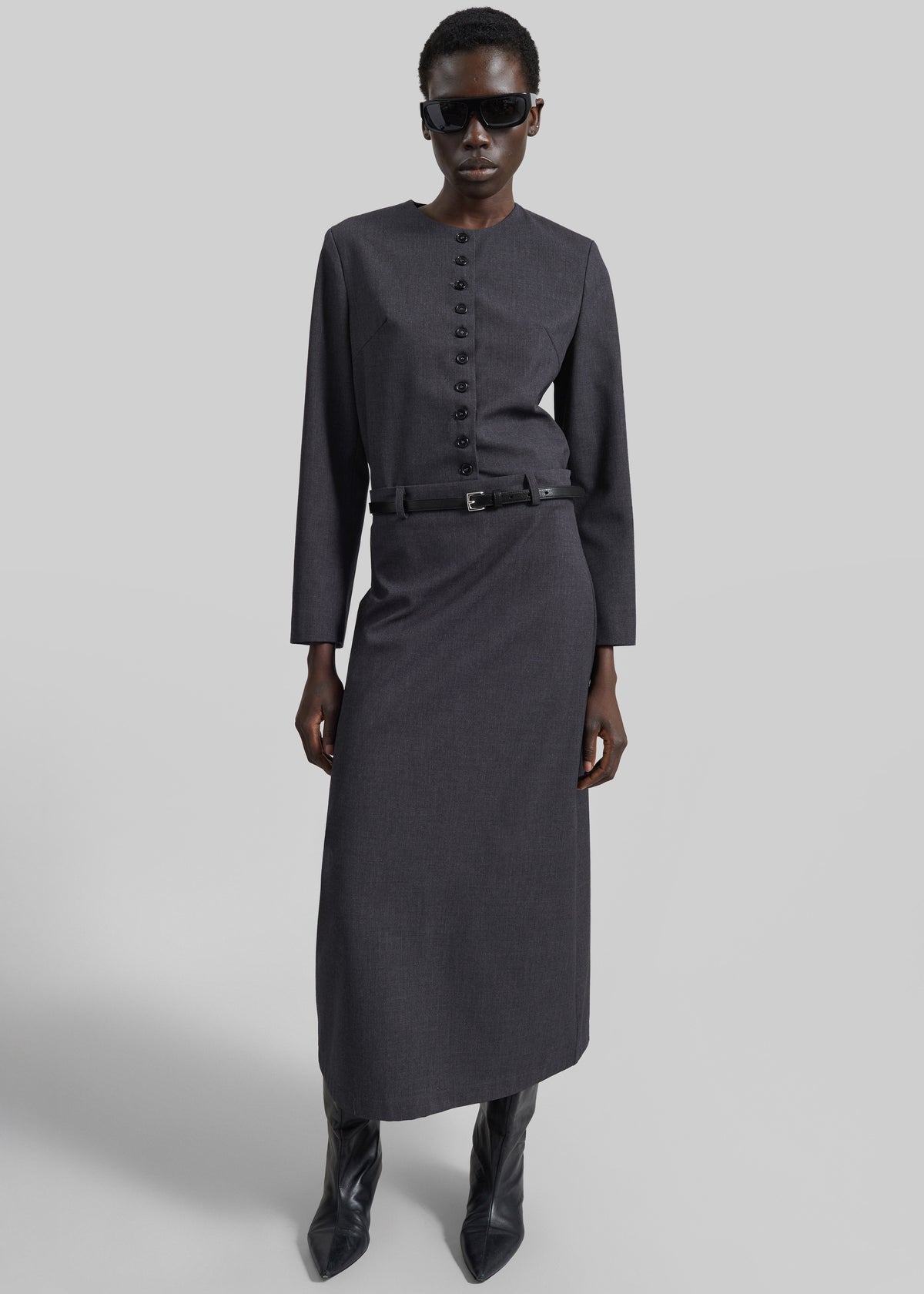 Gema Pencil Skirt - Dark Grey Melange - 5