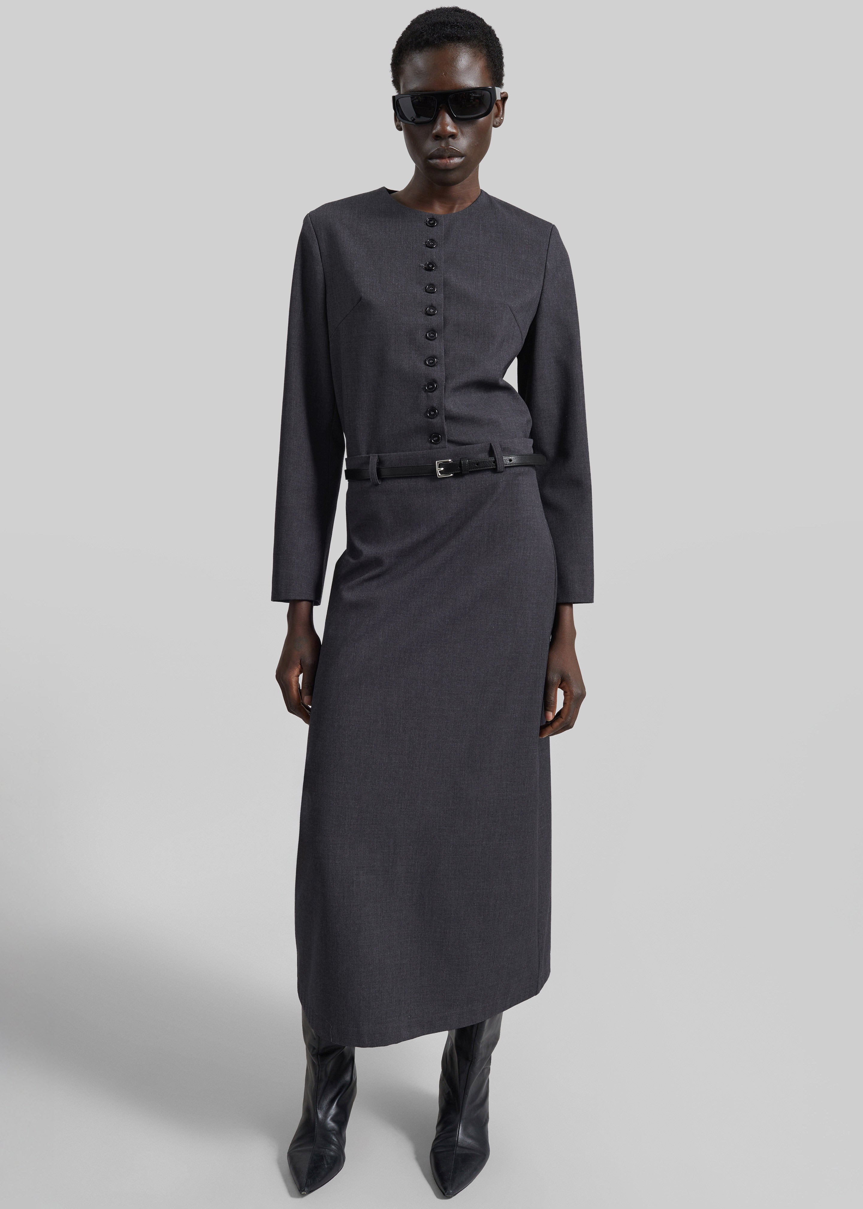 Gema Pencil Skirt - Dark Grey Melange - 5