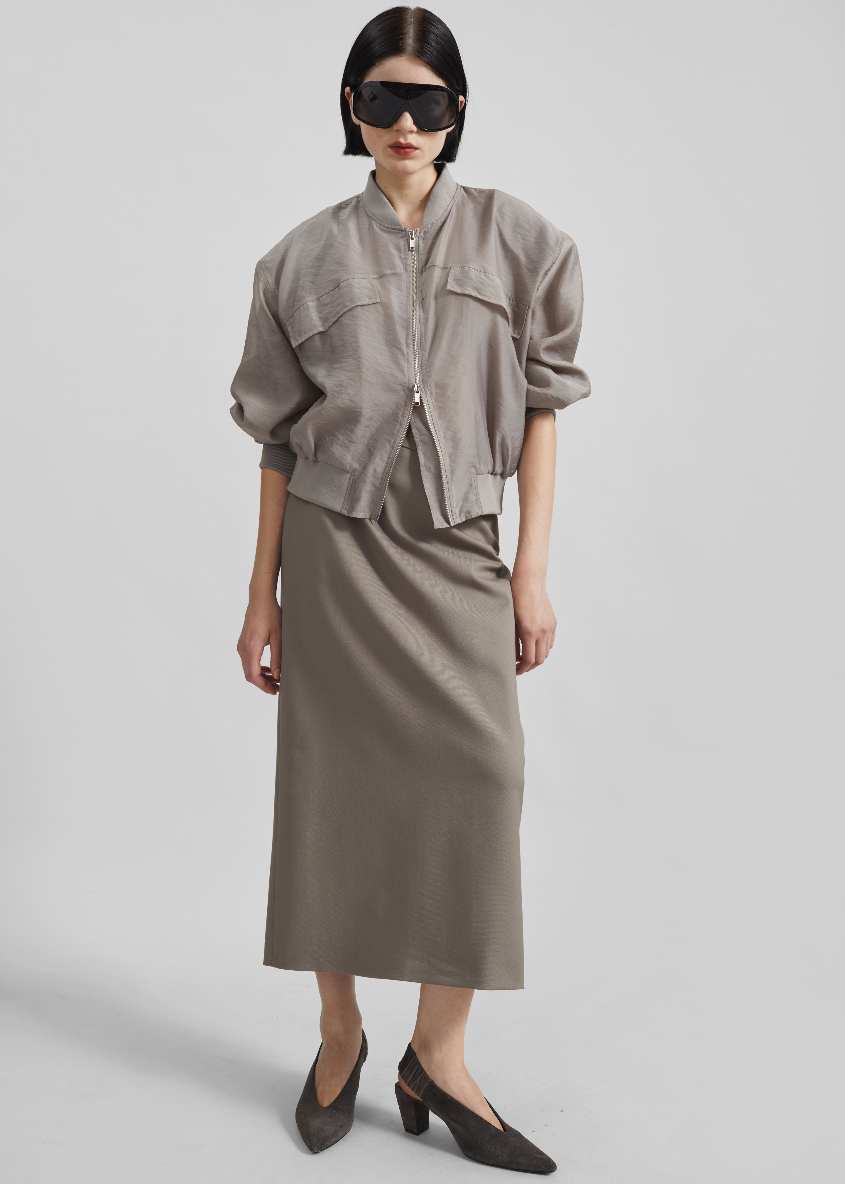 Gemena Padded Bomber Jacket - Taupe - 2