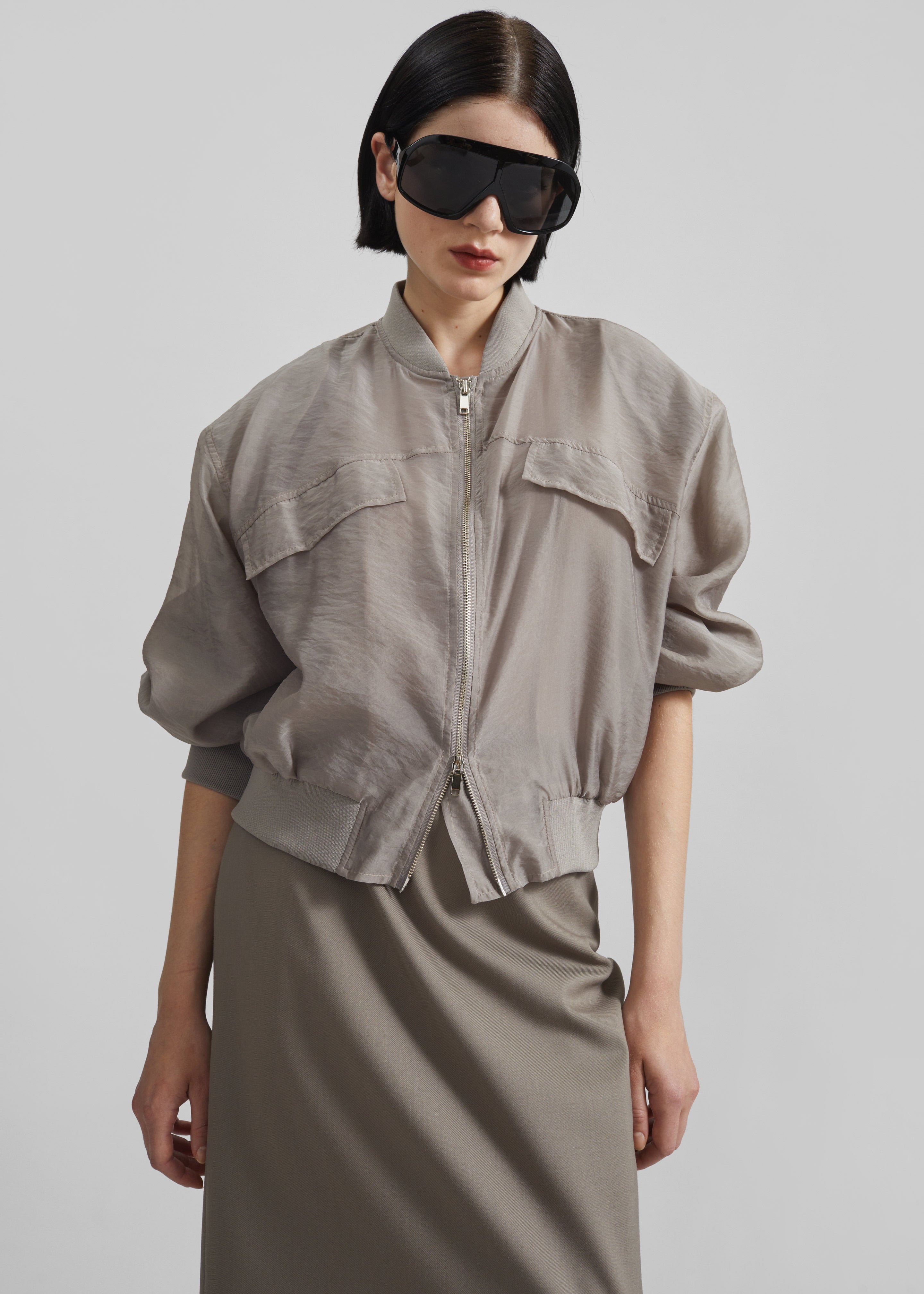 Gemena Padded Bomber Jacket - Taupe – The Frankie Shop