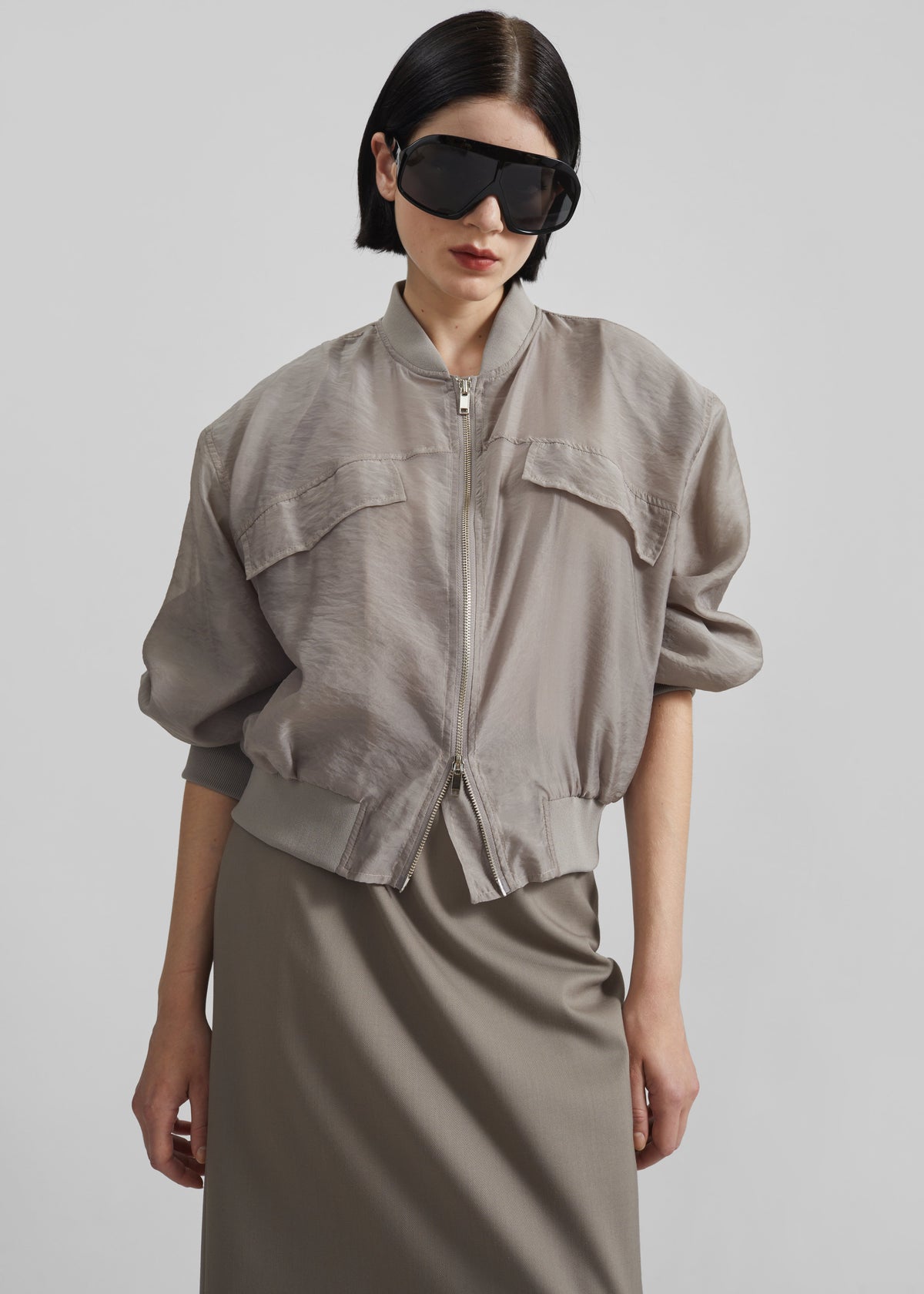 Gemena Padded Bomber Jacket - Taupe - 4