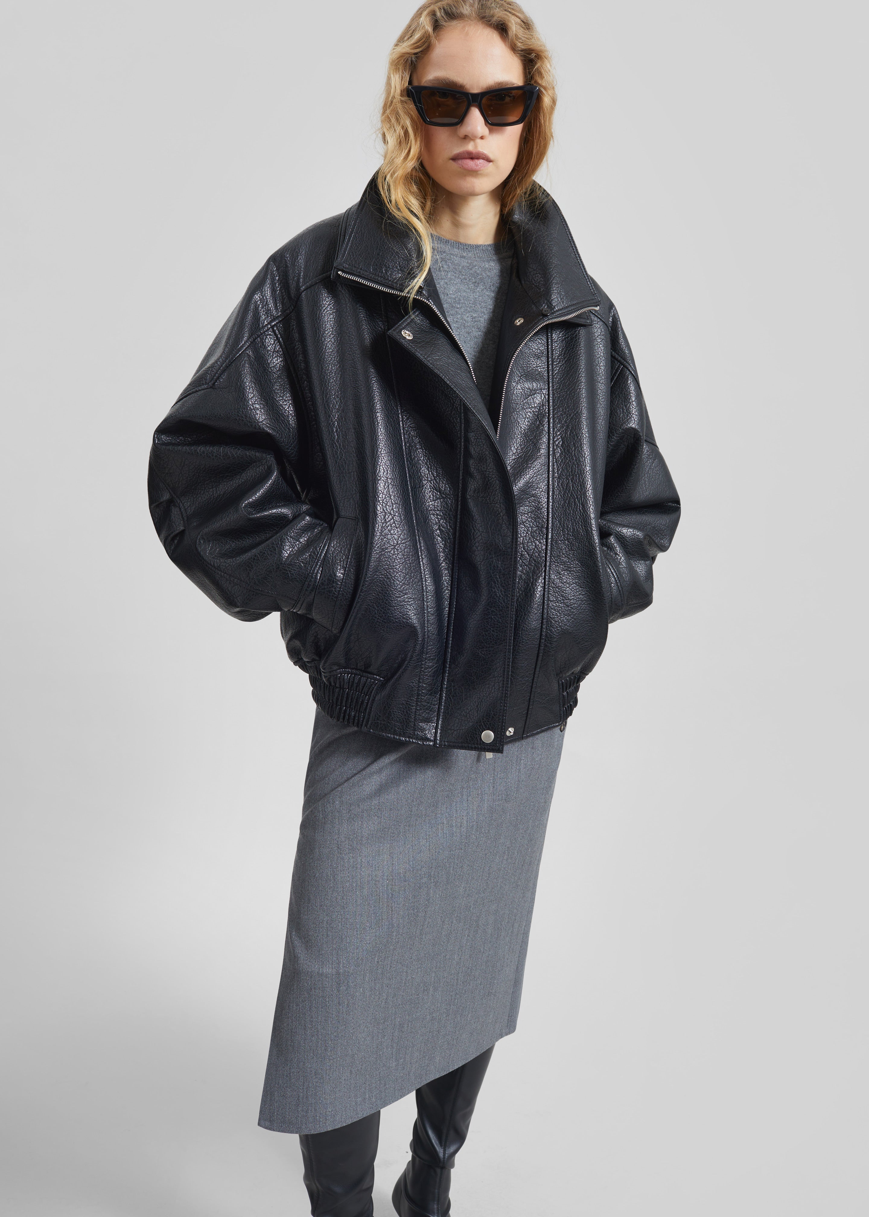 Gemonio Faux Leather Jacket - Black - 2