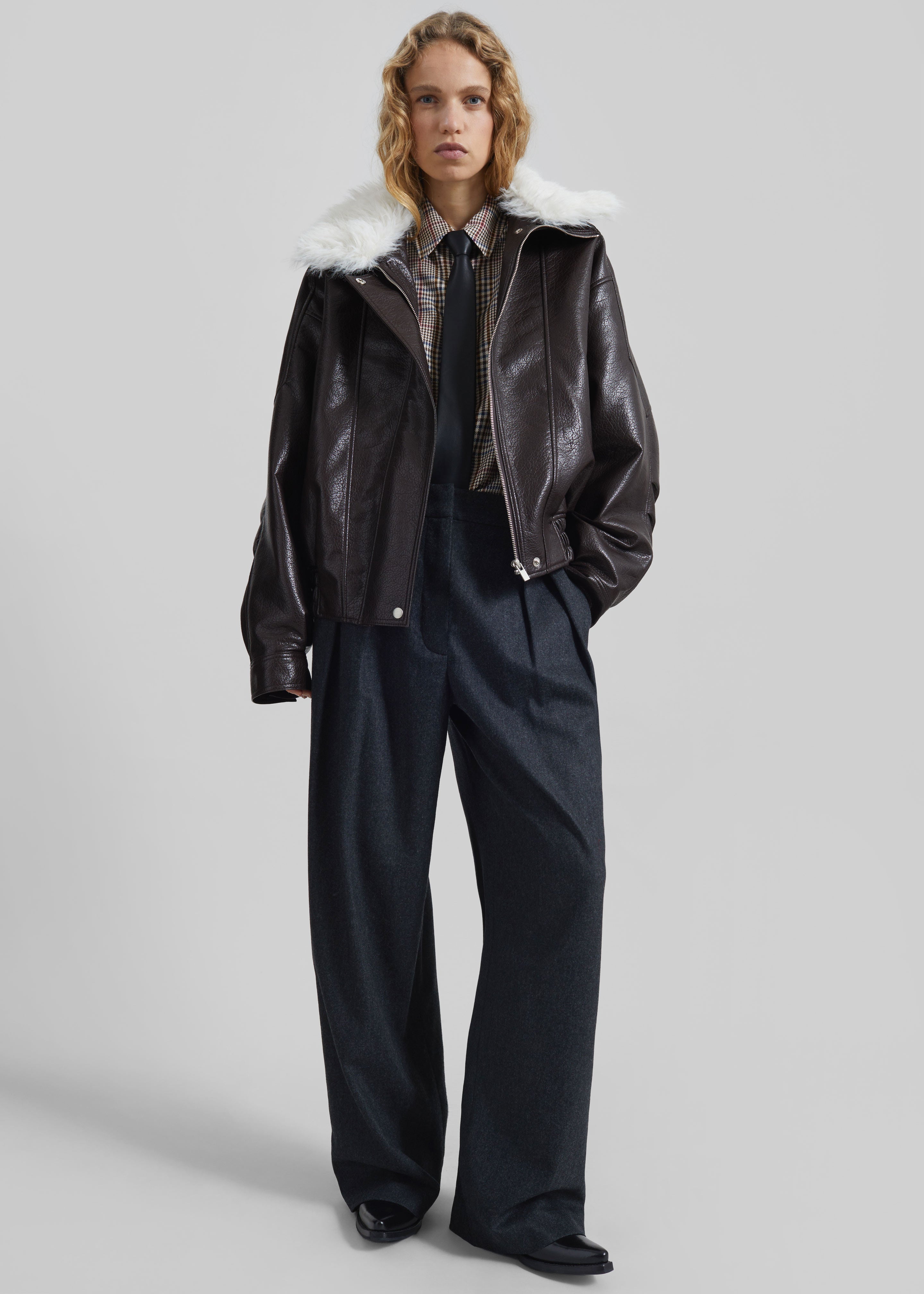 Gemonio Faux Leather Jacket - Brown – The Frankie Shop