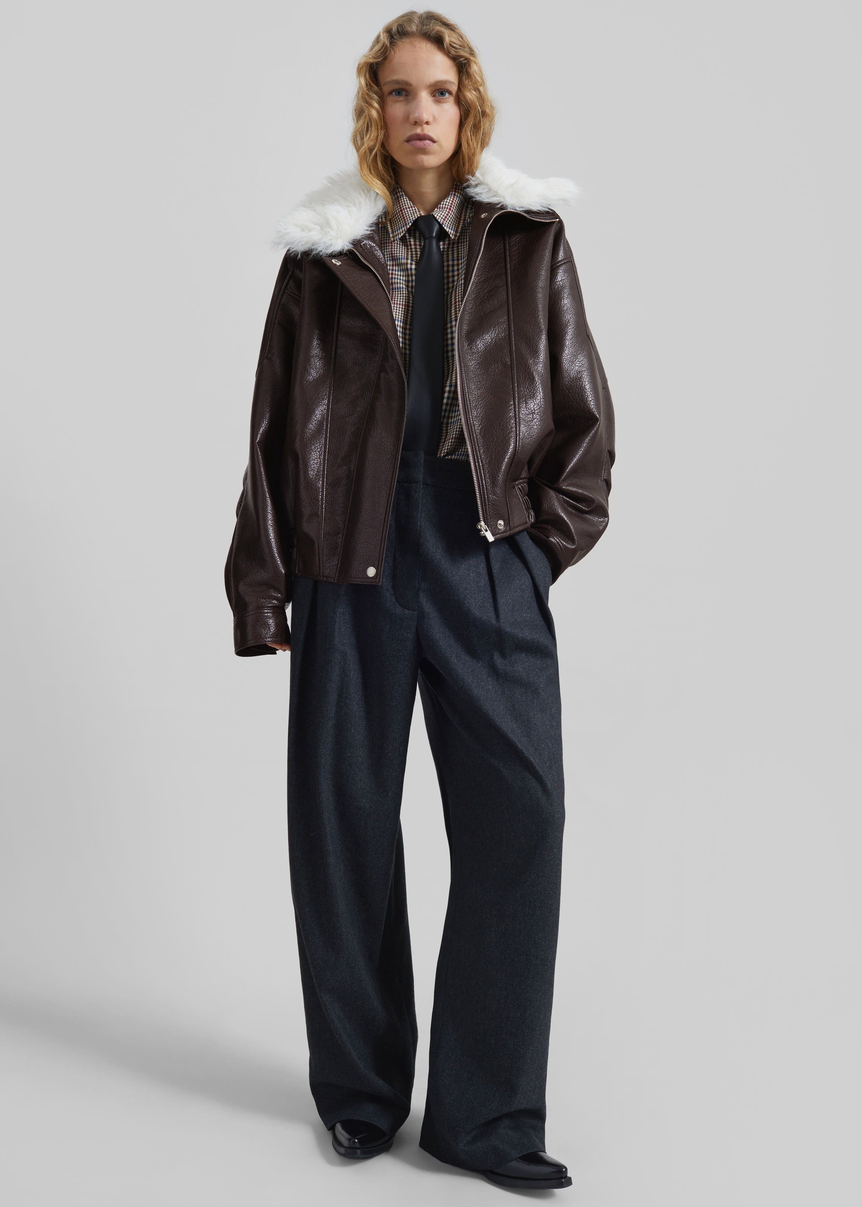 Gemonio Faux Leather Jacket - Brown – The Frankie Shop