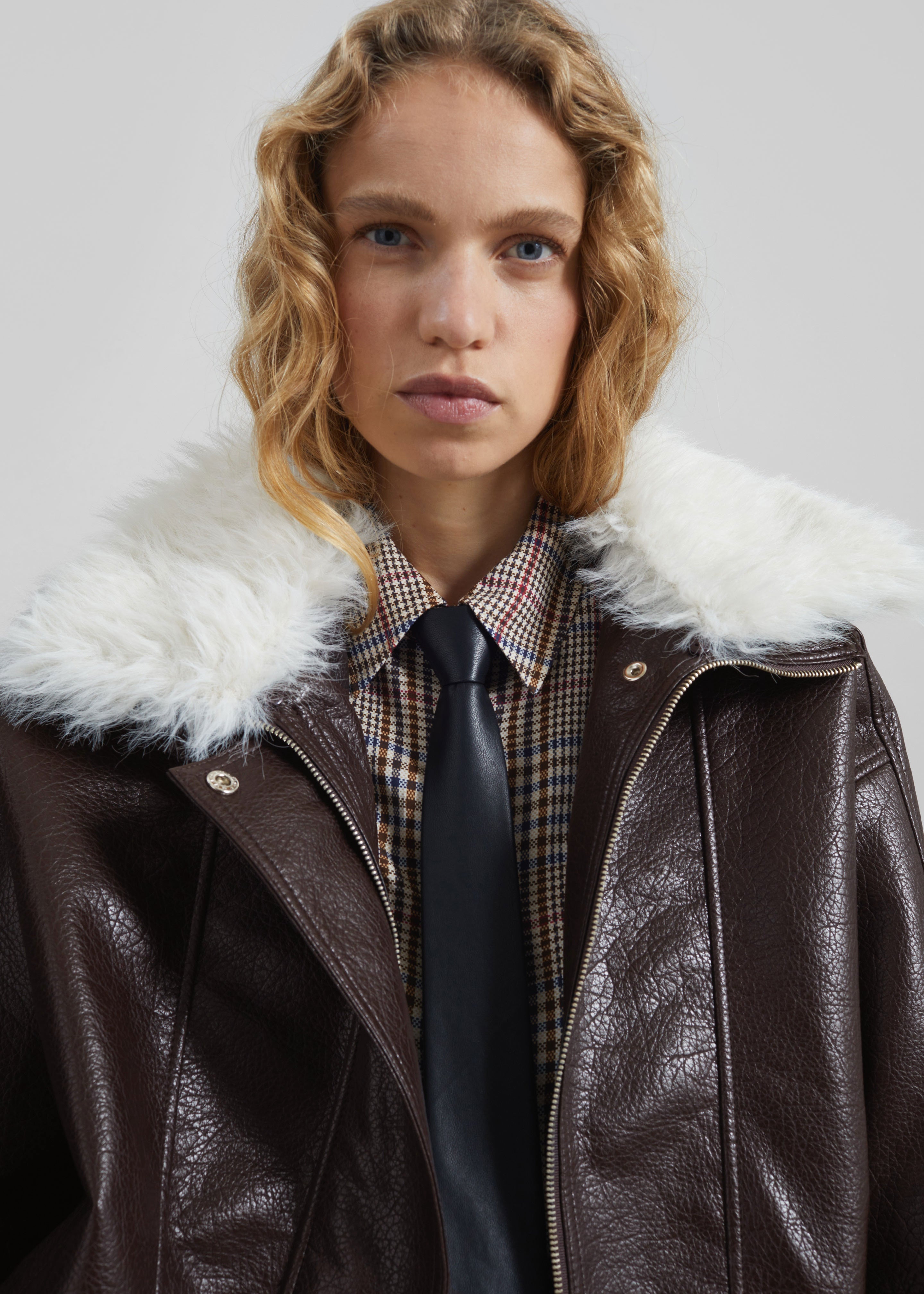 Gemonio Faux Leather Jacket - Brown - 4