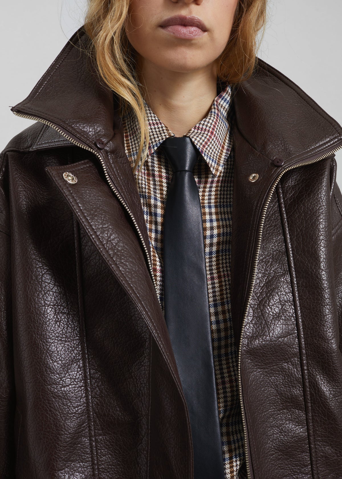 Gemonio Faux Leather Jacket - Brown - 5