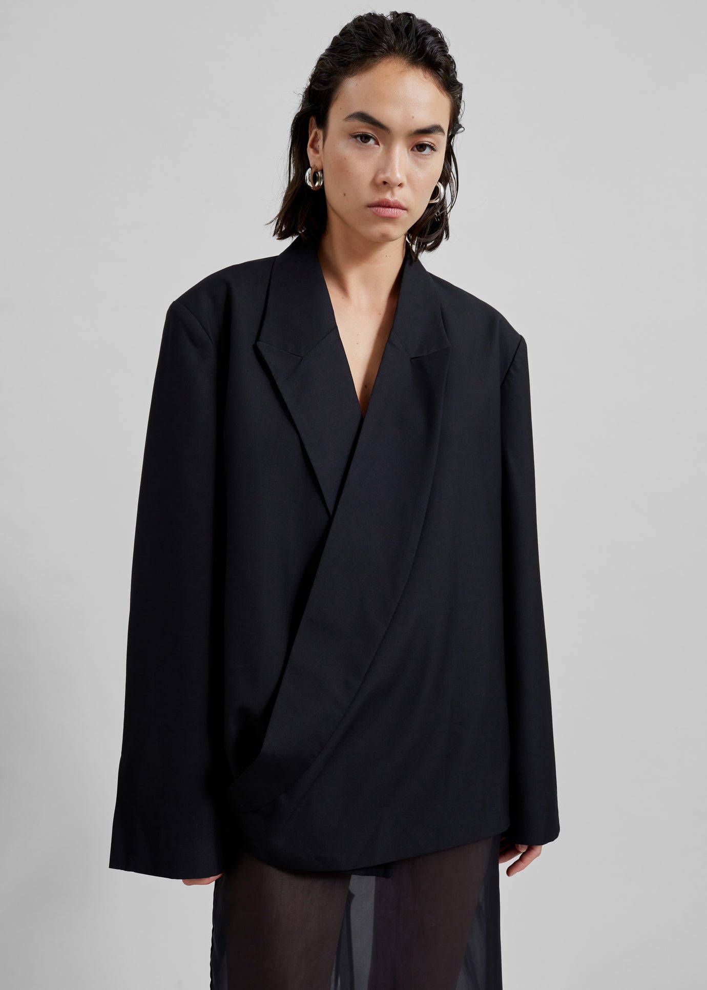 Geneva Wrap Blazer - Black - 1