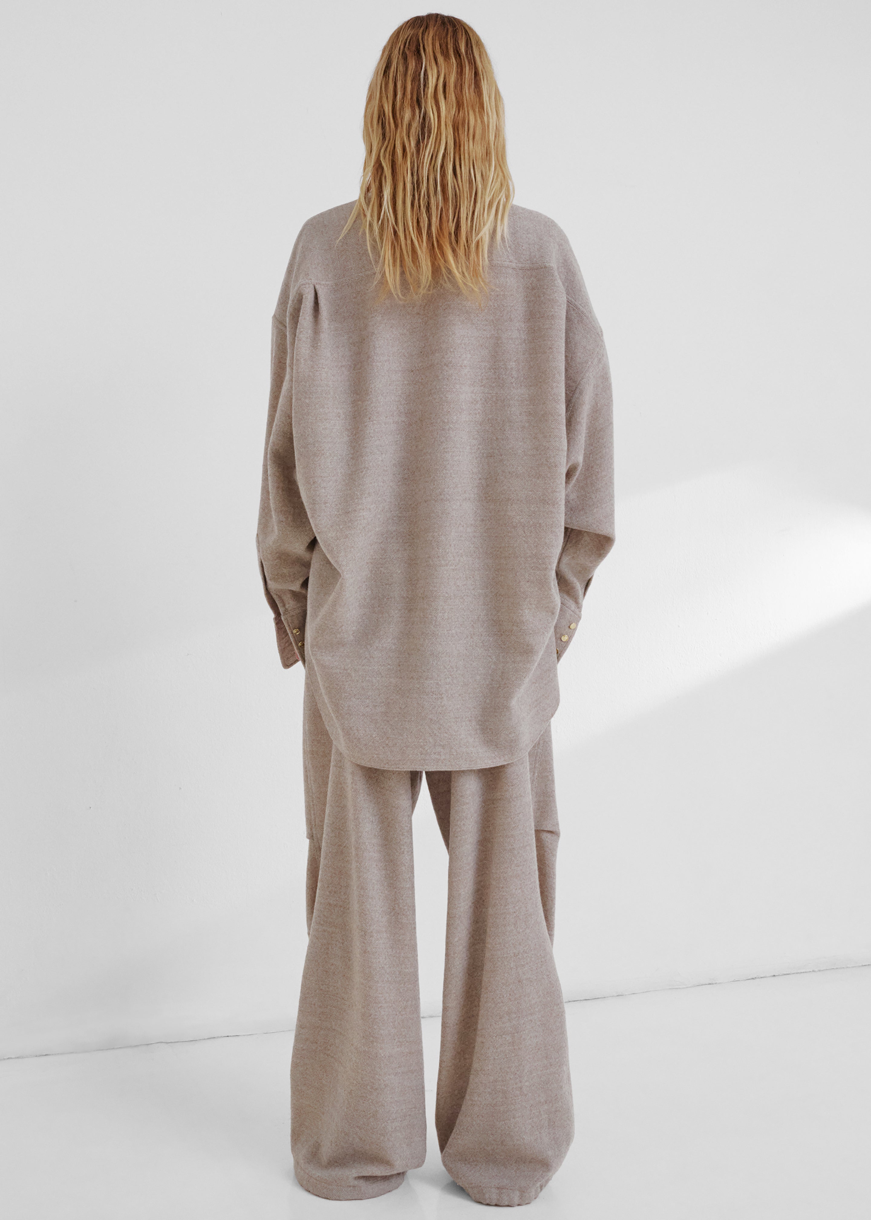 Darkpark Georgia Detachable Scarf Japanese Light Wool Shirt - Beige - 7