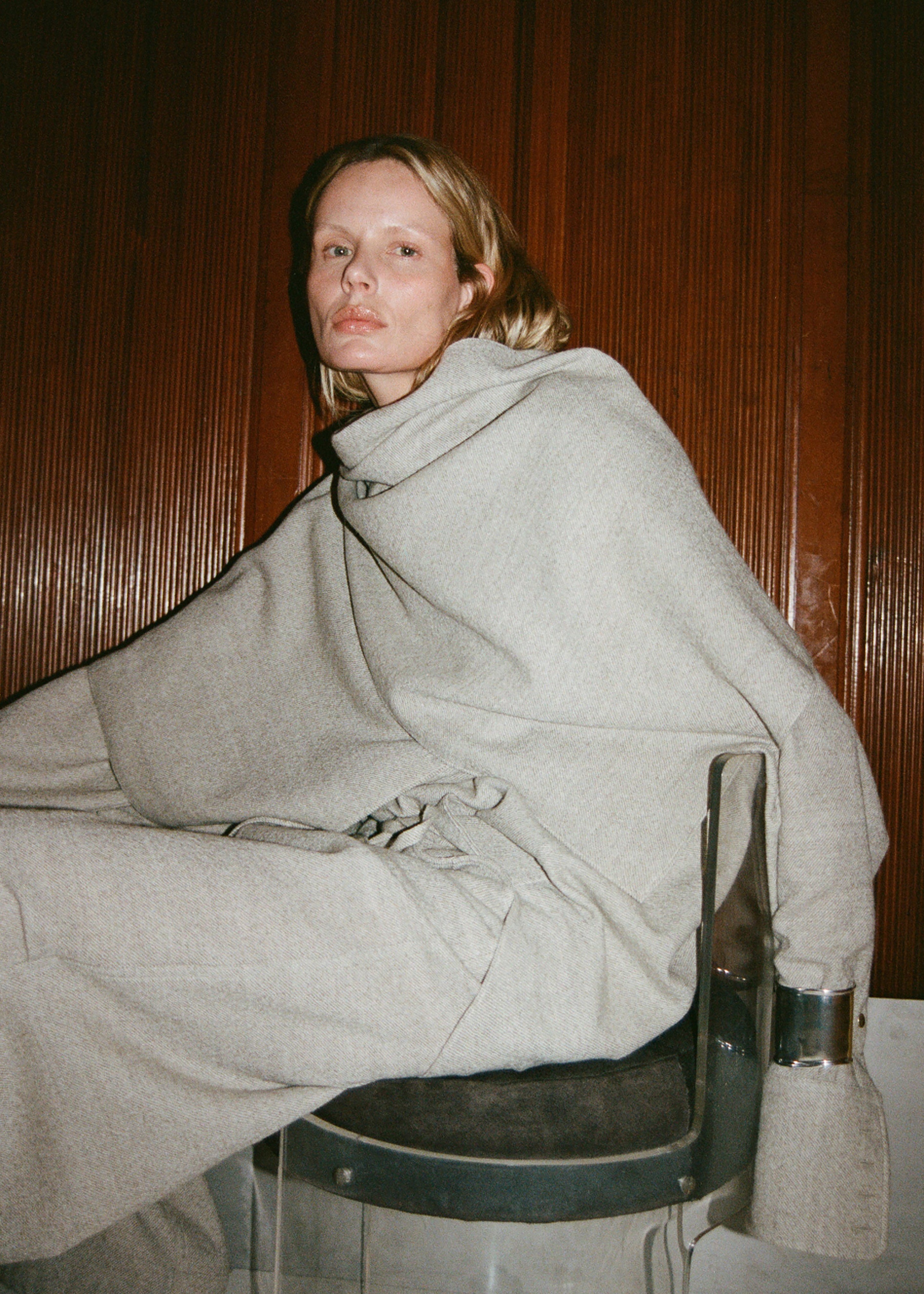 Darkpark Georgia Detachable Scarf Japanese Light Wool Shirt - Beige - 4