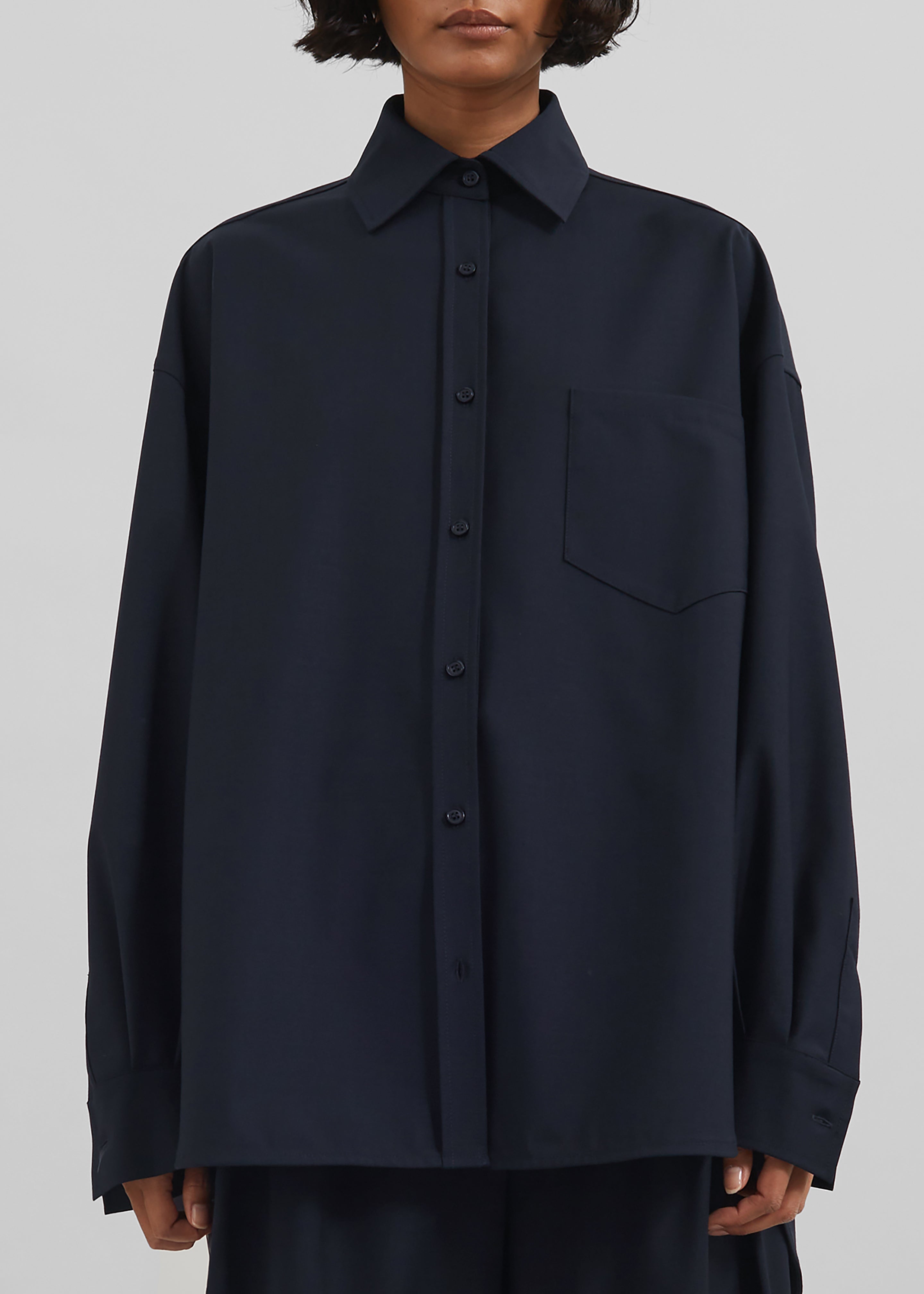 Georgia Wool Blend Shirt - Dark Navy - 3