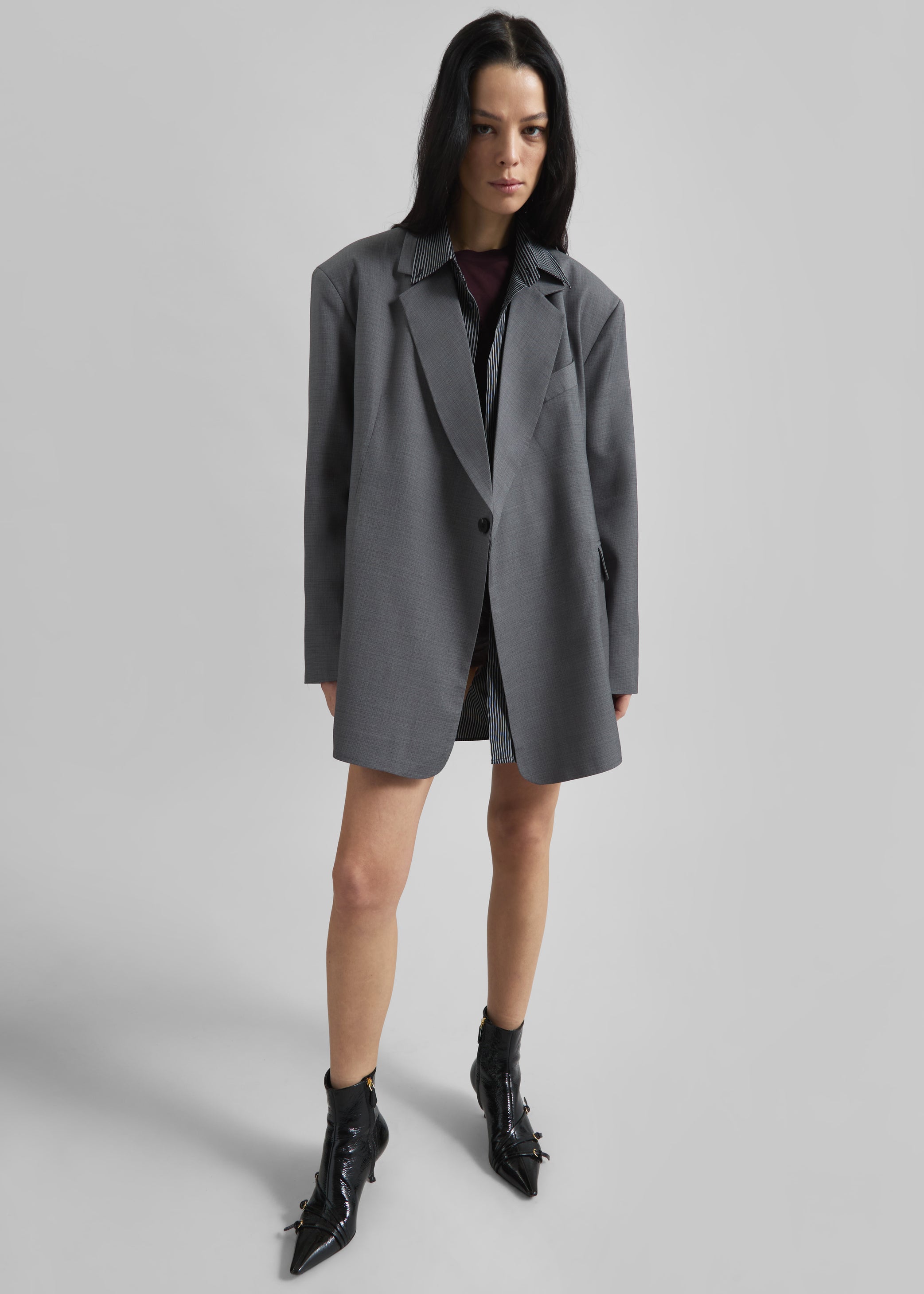 Shop the look image for Gever Wrap Blazer - Grey
