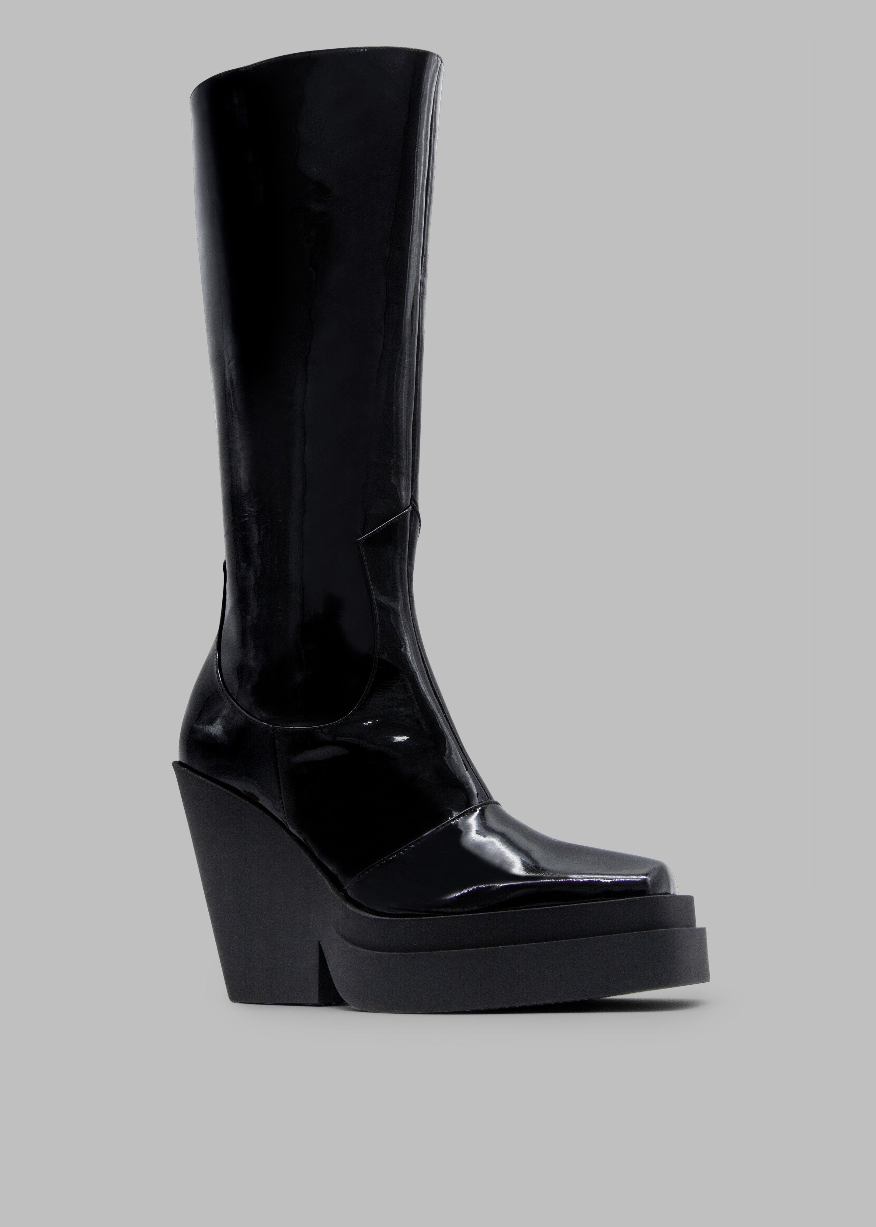 Gia Borghini Gia 14 Knee-High Texan Boots - Patent Black - 3
