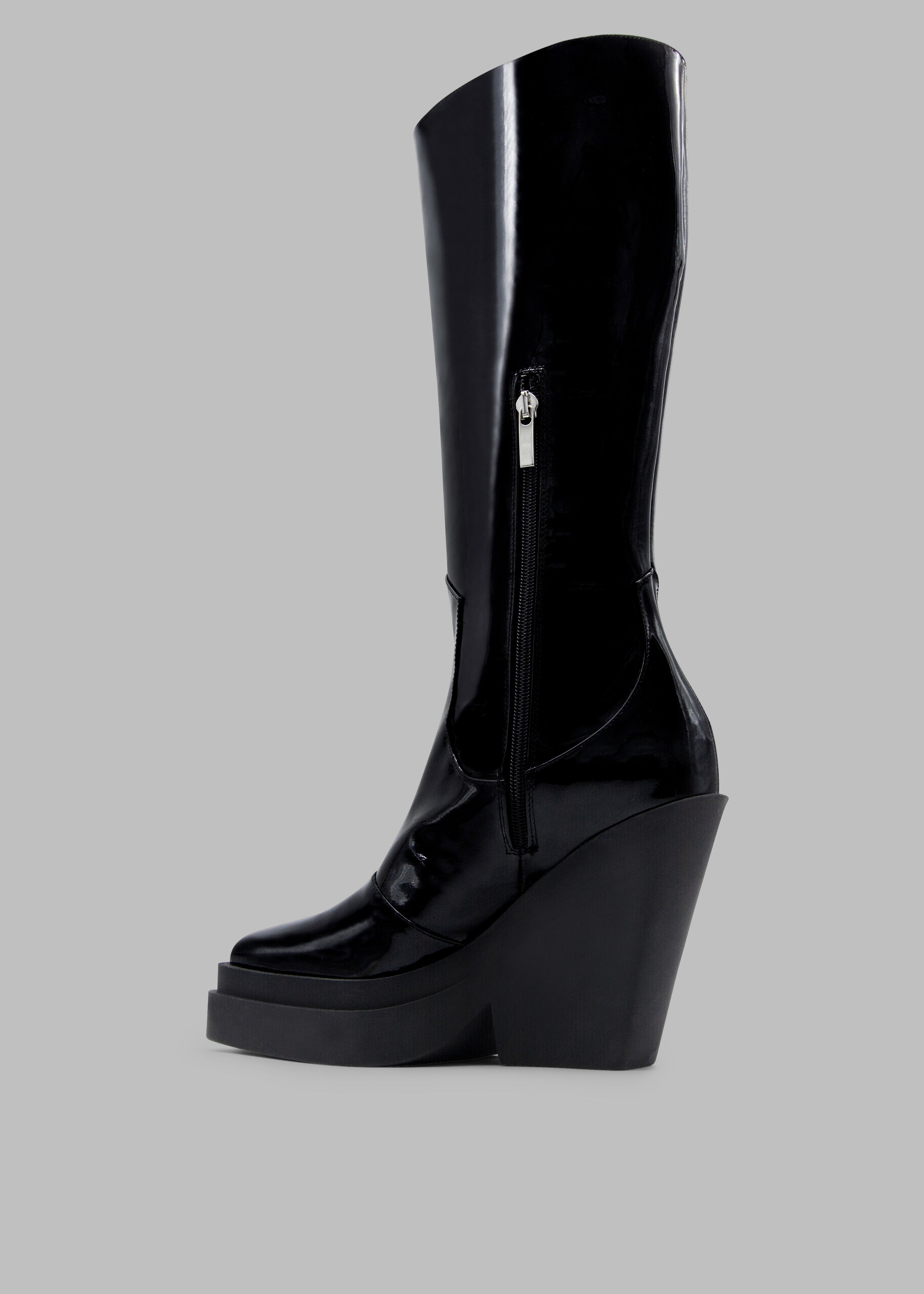 Gia Borghini Gia 14 Knee-High Texan Boots - Patent Black - 5