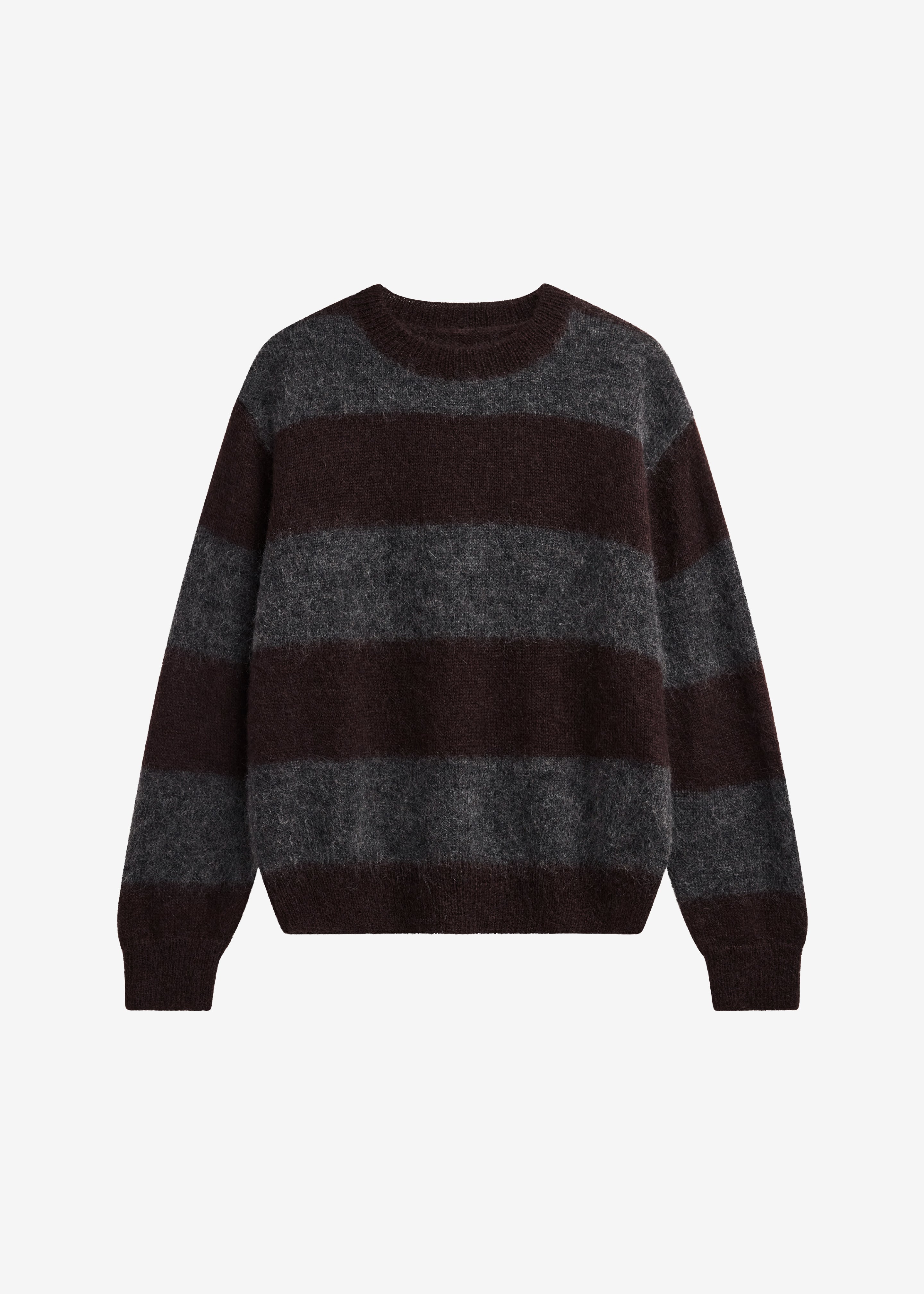 Gimel Mohair Sweater - Grey/Brown Stripe - 9