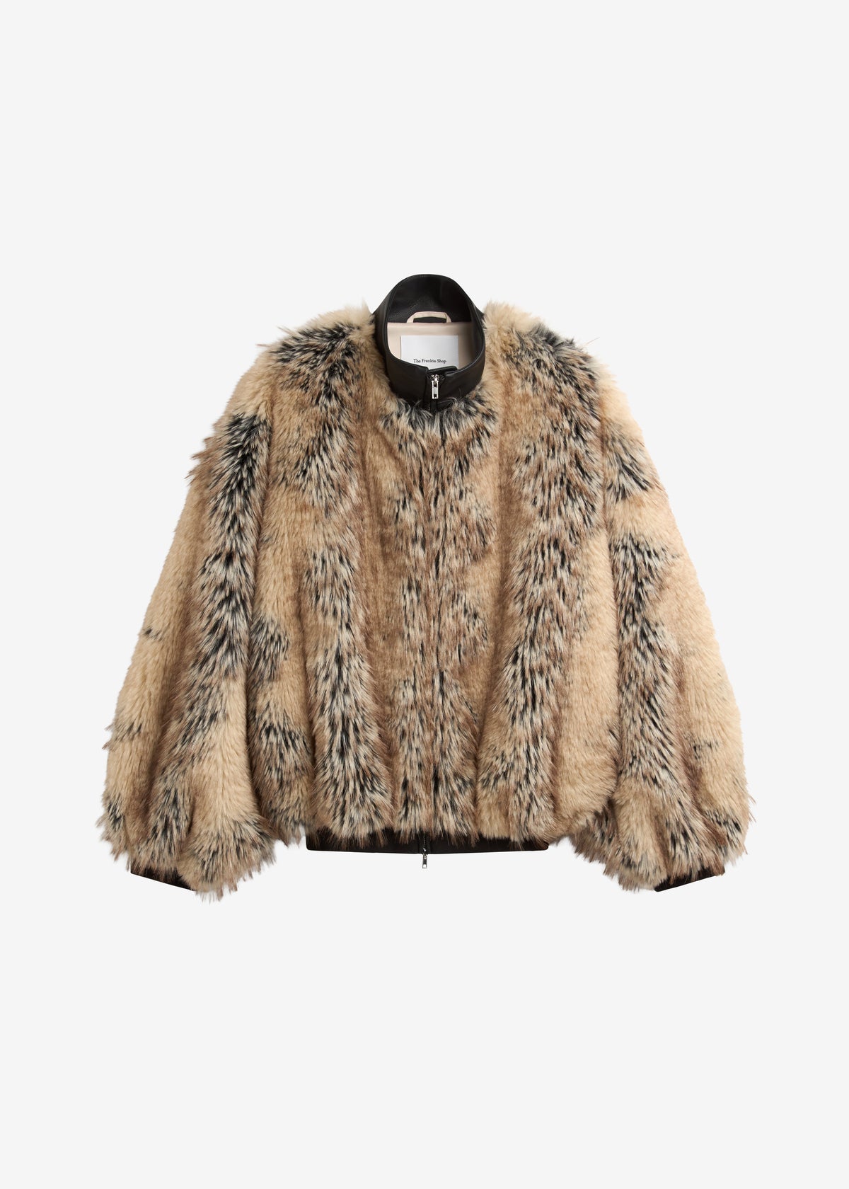 Gina Faux Fur Bomber Jacket - Beige Combo