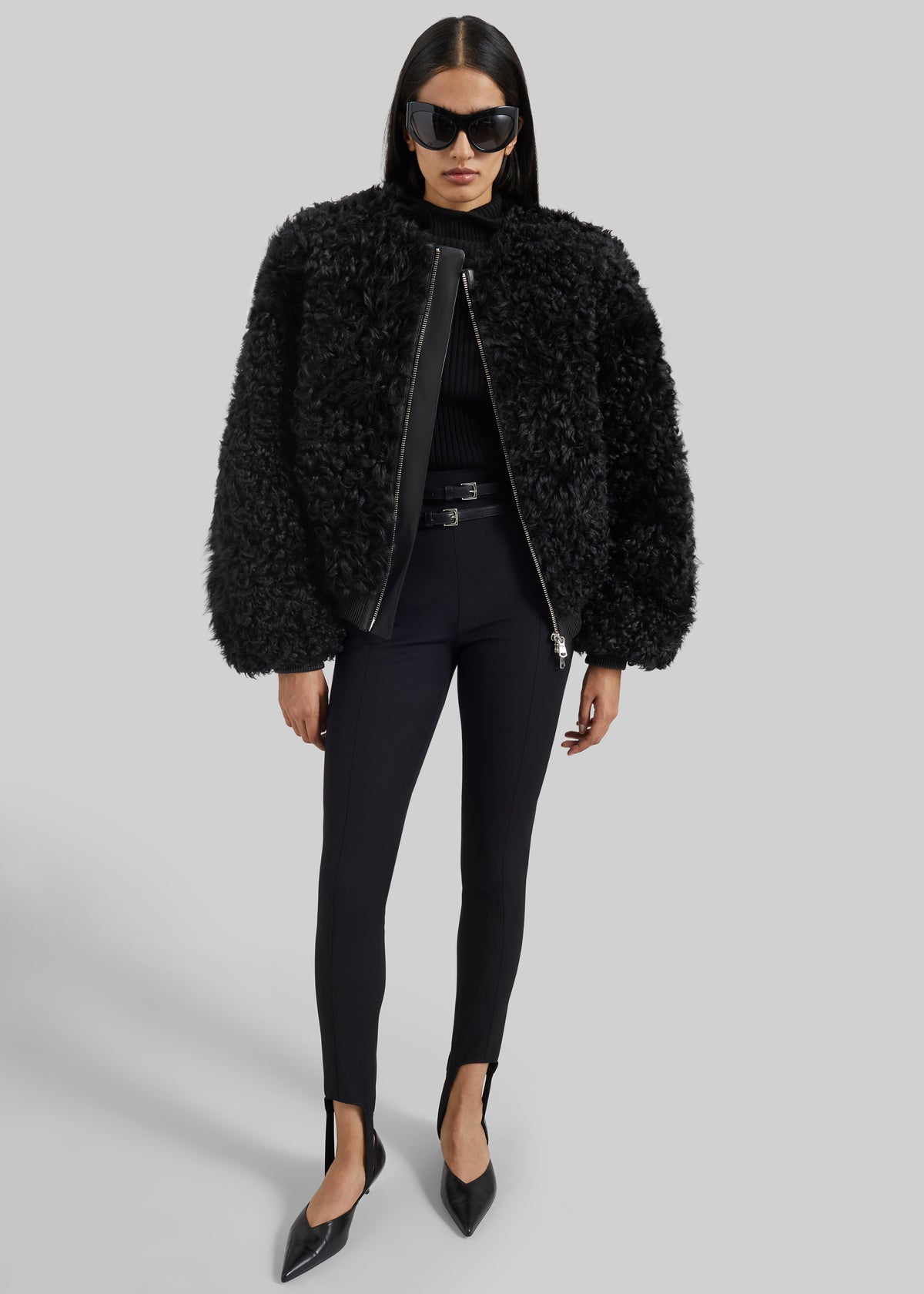 Gina Fur Bomber Jacket - Black