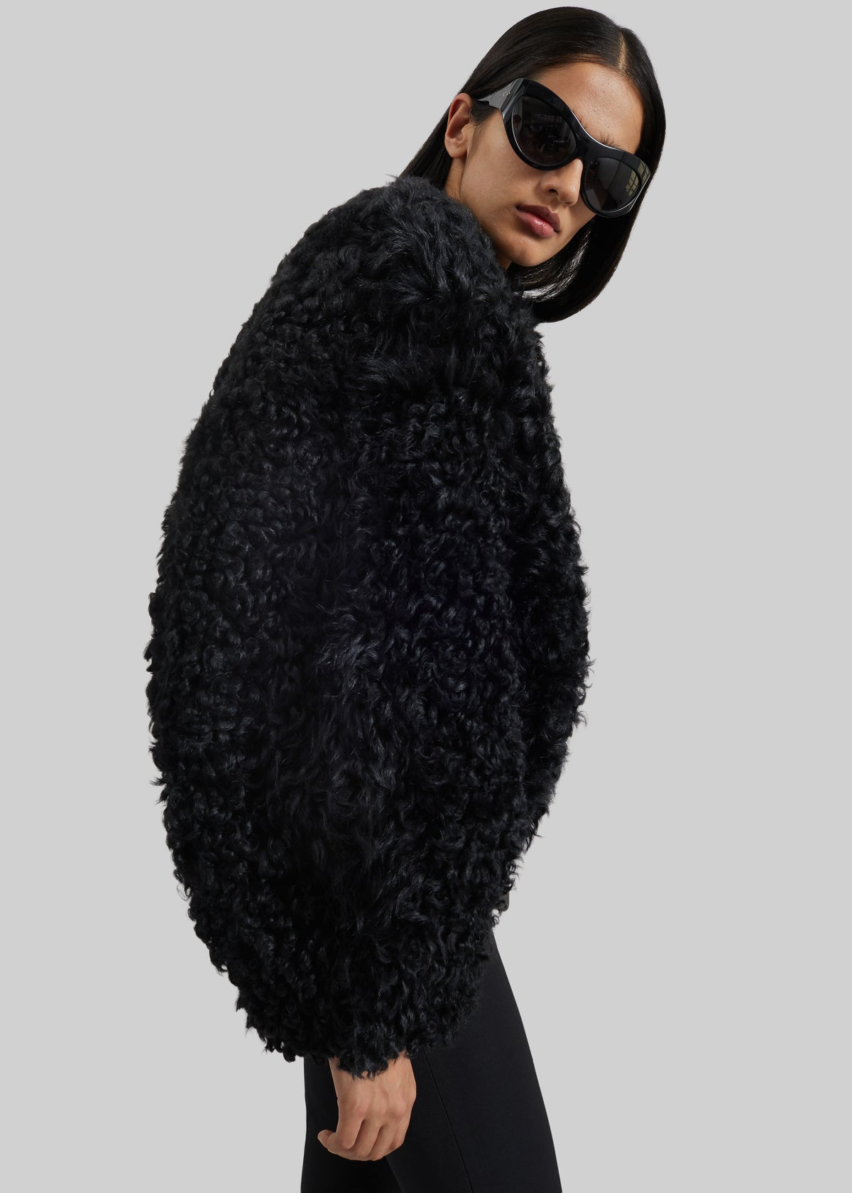 Gina Fur Bomber Jacket - Black