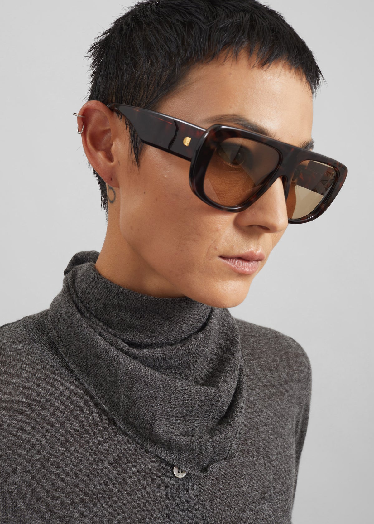 Gince Flat Top Noëll Sunglasses - Havana/Brown - 6