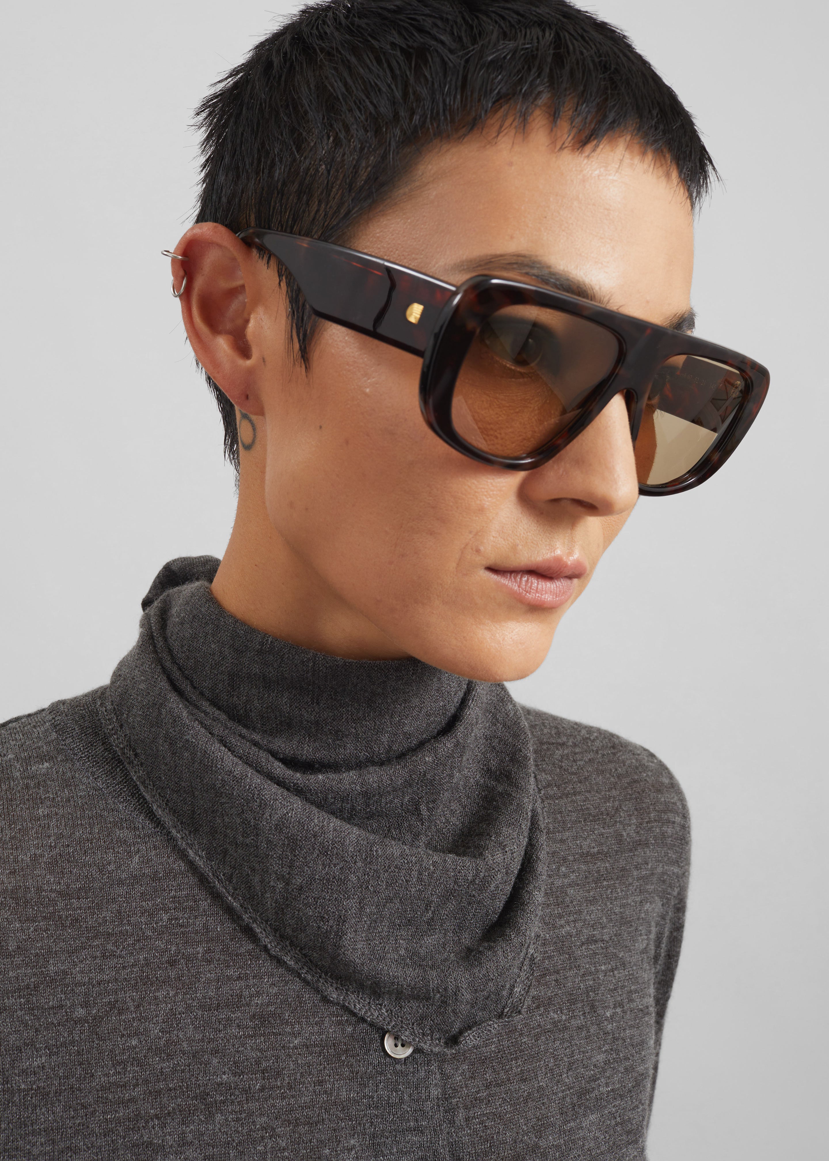 Gince Flat Top Noëll Sunglasses - Havana/Brown - 6