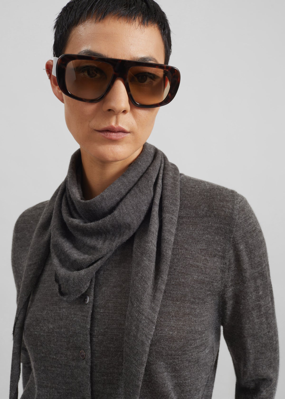 Gince Flat Top Noëll Sunglasses - Havana/Brown - 5