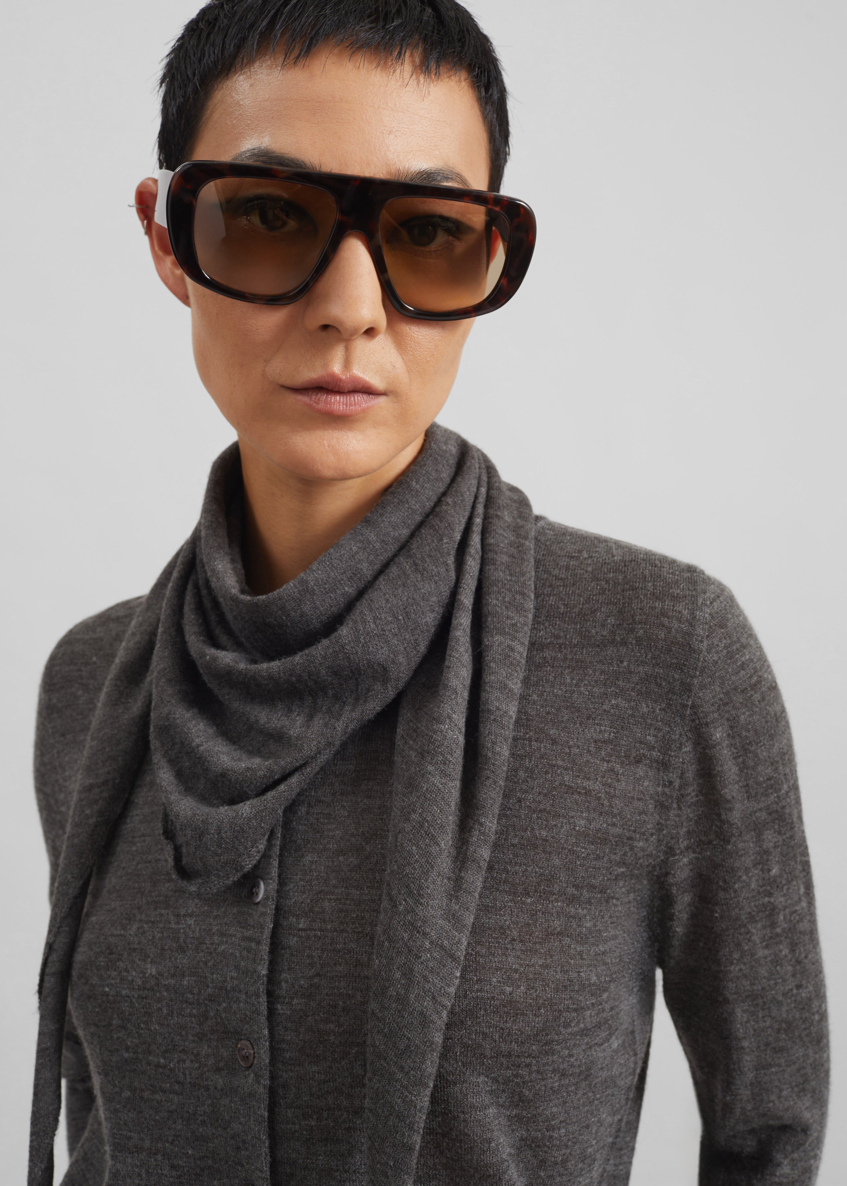 Gince Flat Top Noëll Sunglasses - Havana/Brown - 5